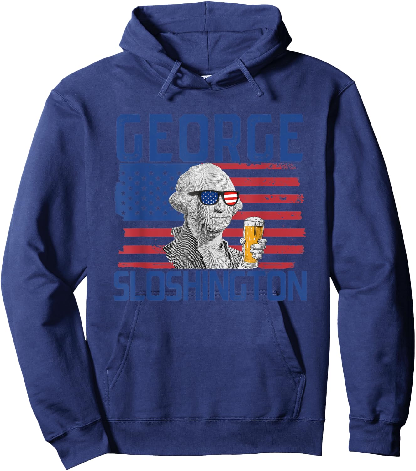 George Sloshington 4th Of July President George Washington Men Hoodie - Hoodie | Navy