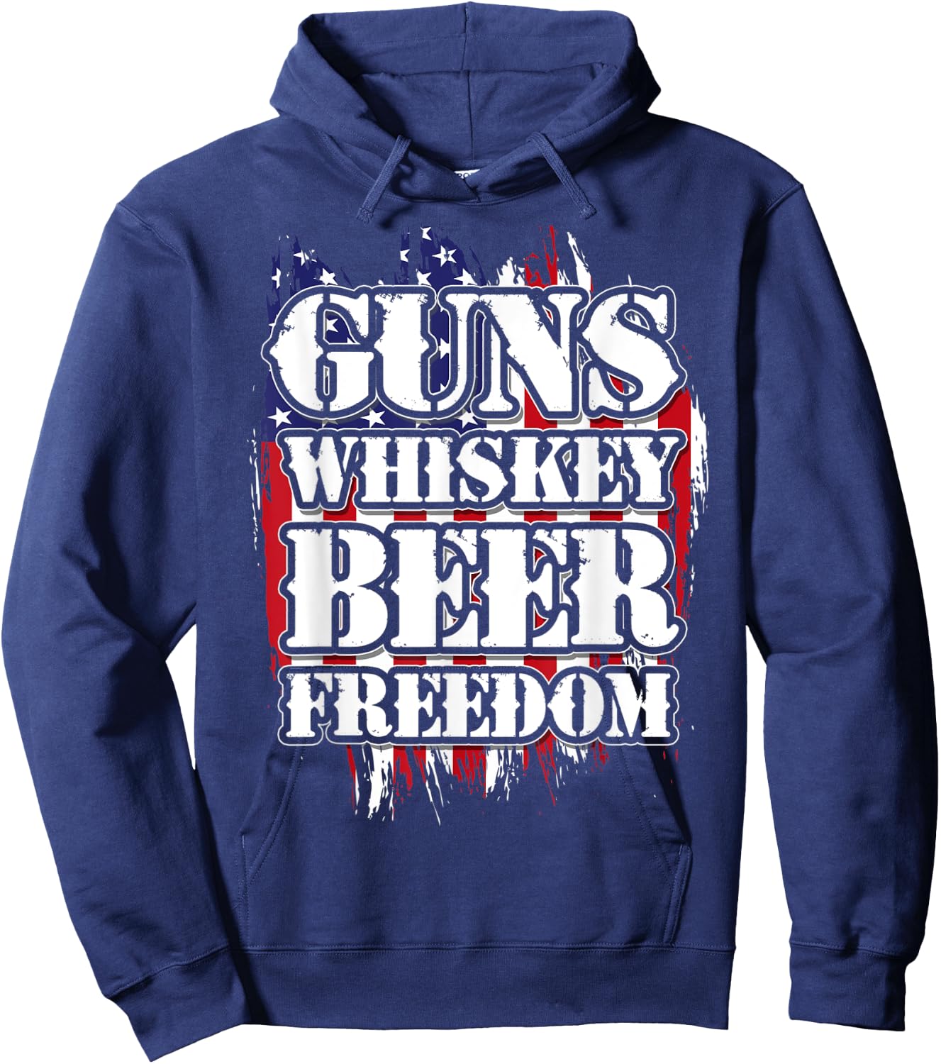 American Flag Guns Whiskey Beer Freedom Men Hoodie - Hoodie | Navy