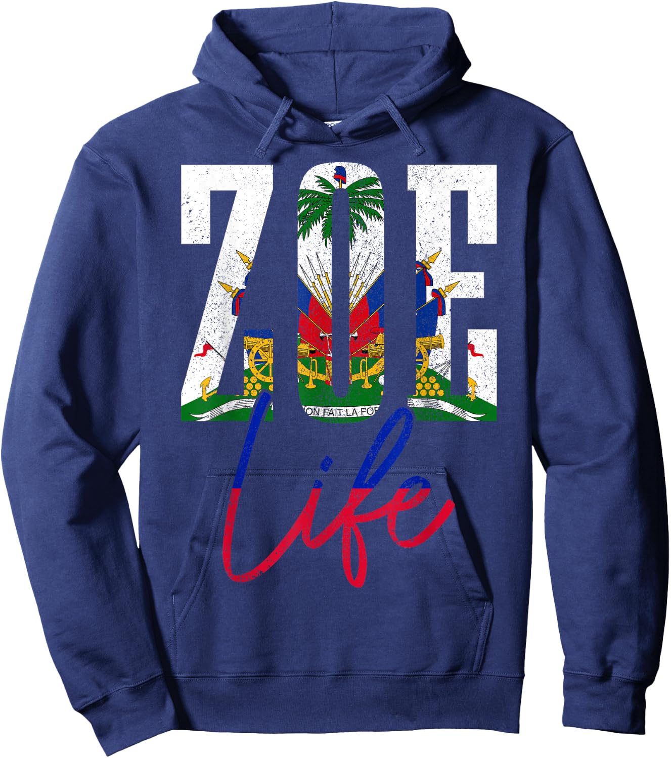 Haiti Zoe Haitian Flag Caribbean Souvenir Hoodie - Hoodie | Navy