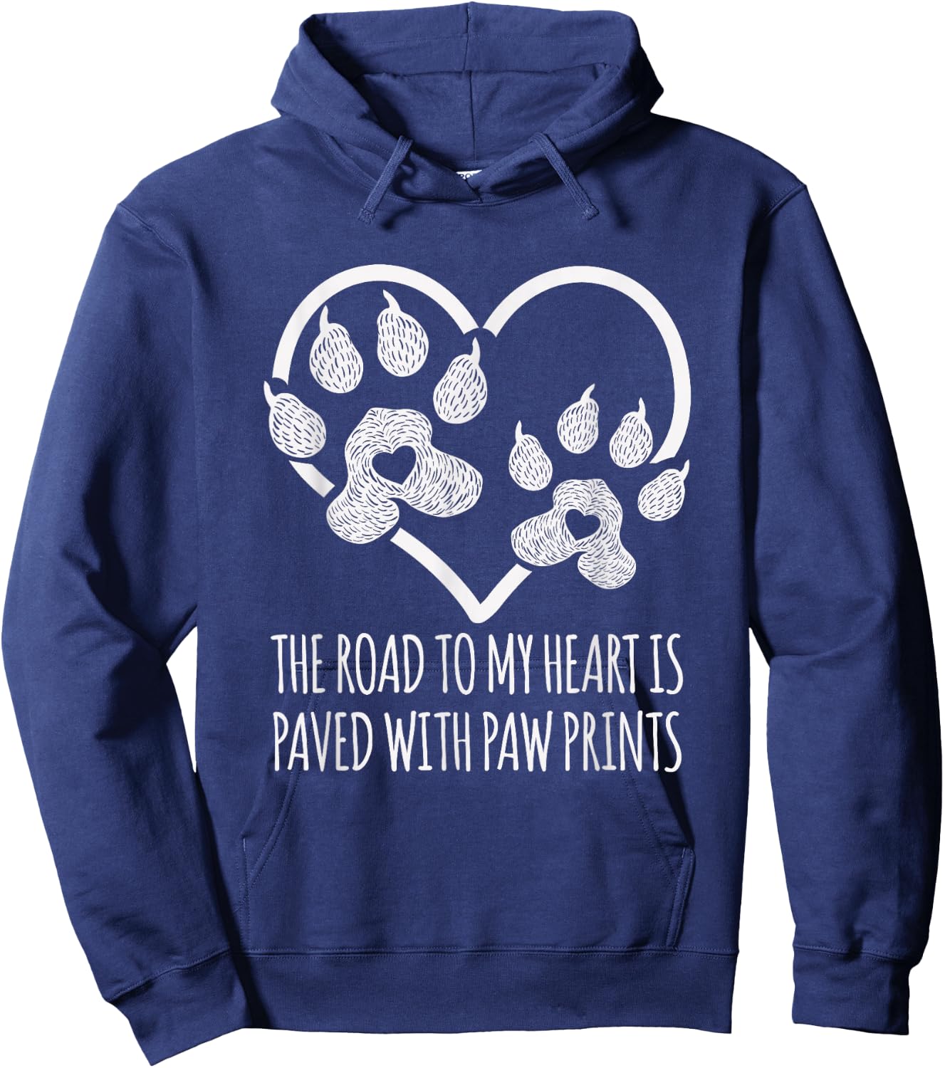 I Love Dogs Road to My Heart Paved with Paw Prints Hoodie - Hoodie | Navy