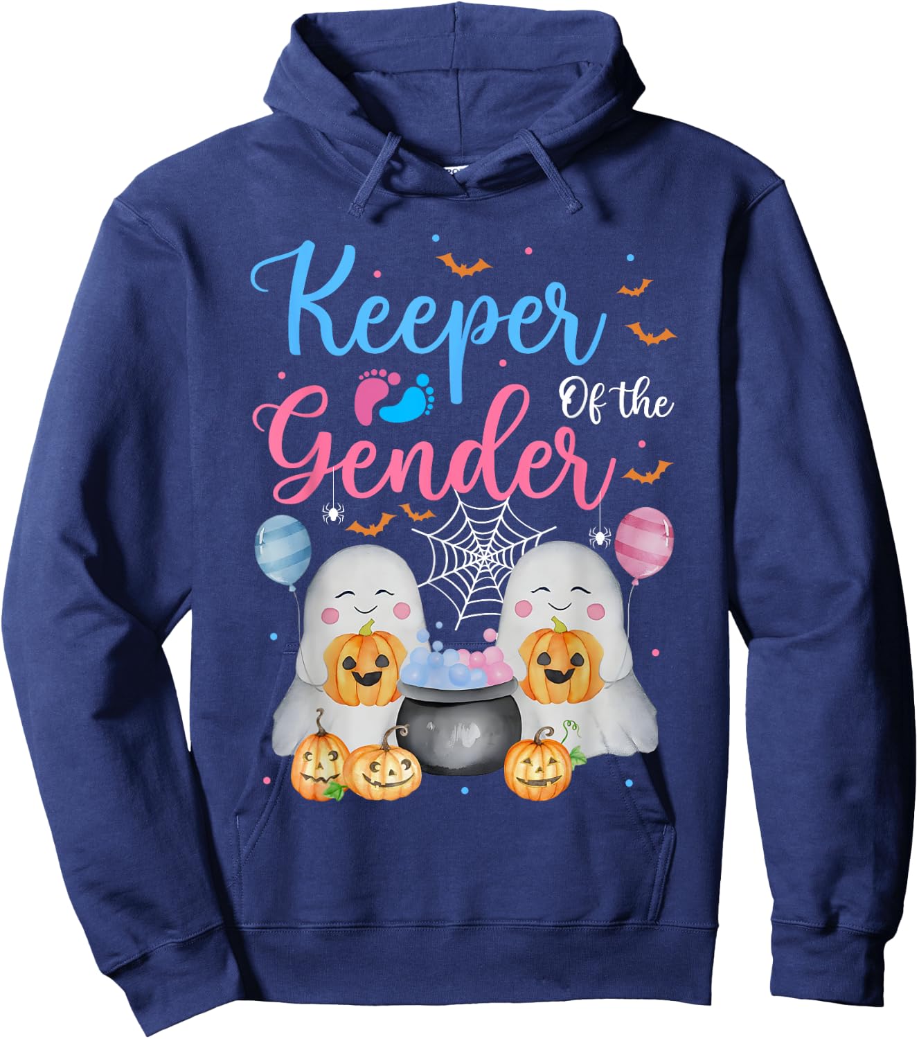 Keeper of the Gender Halloween Shirt Ghost Baby Shower Hoodie - Hoodie | Navy