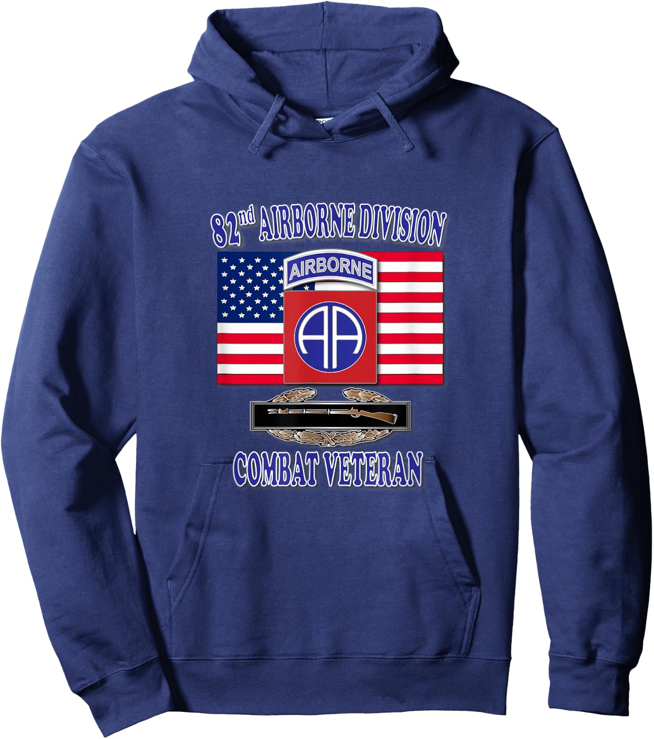 82nd Airborne Combat Veteran- Infantry (Front Design) Hoodie - Hoodie | Navy