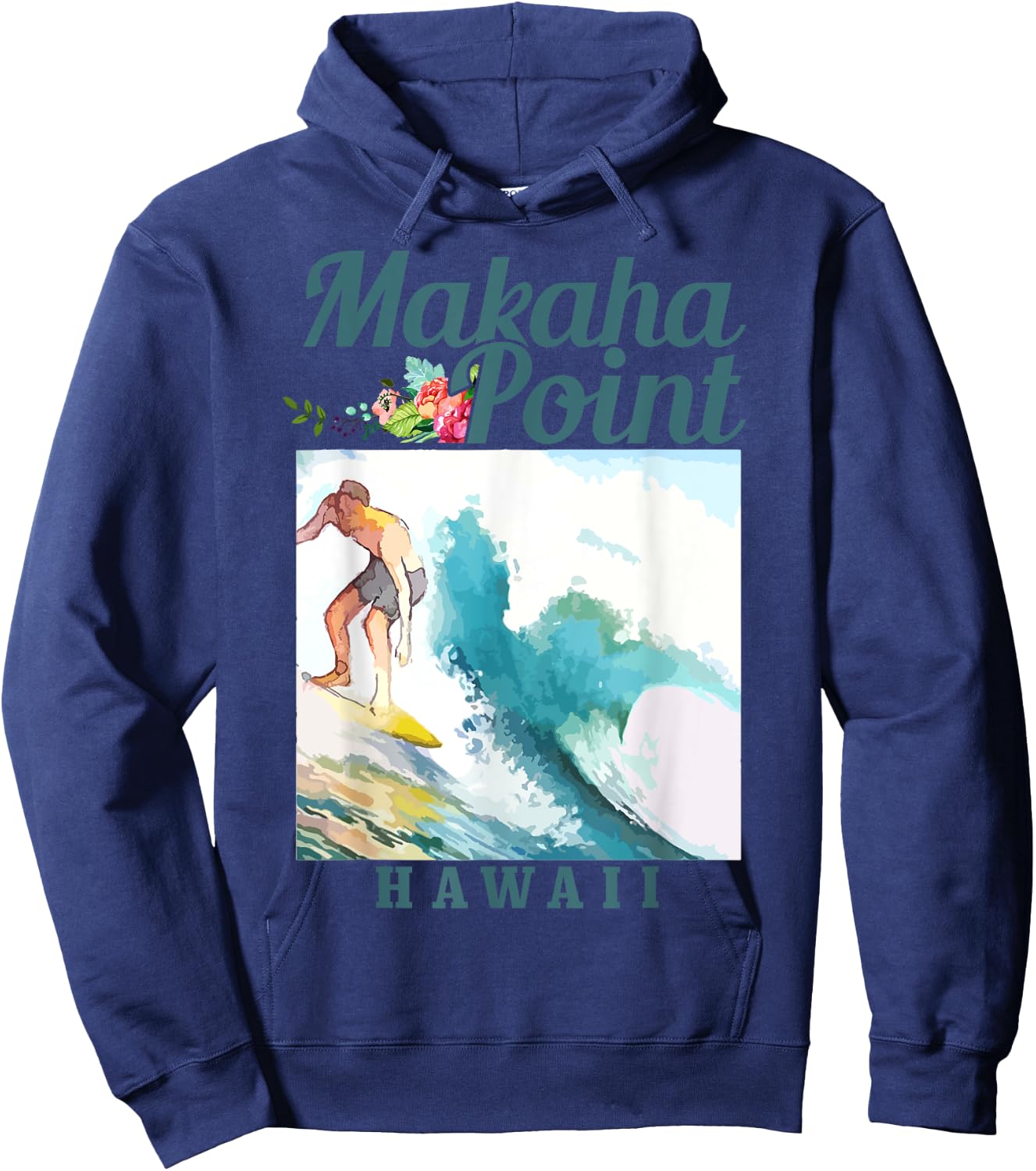 Makaha Point Hawaii Surfing Vintage Surfer Hoodie - Hoodie | Navy