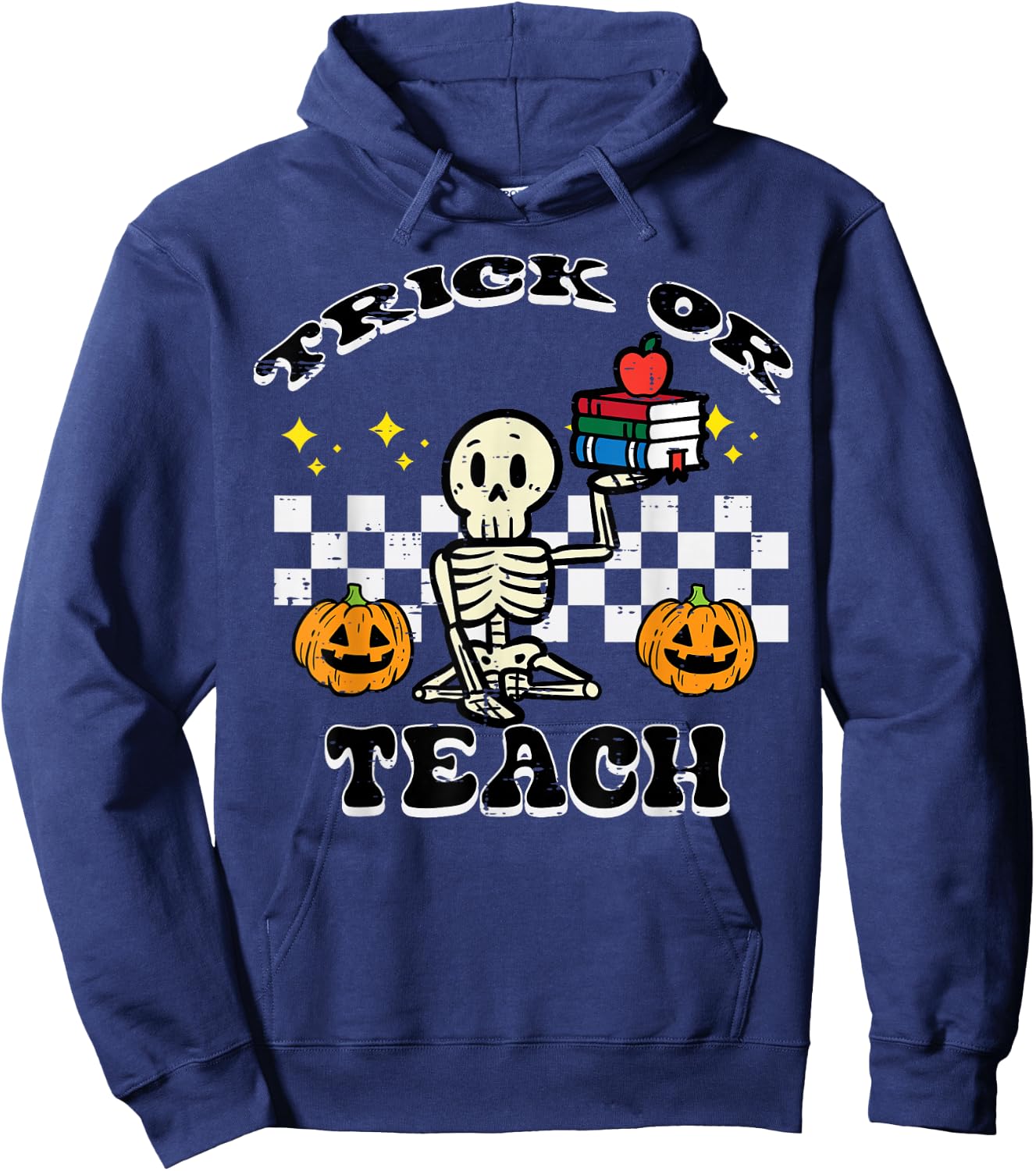 Halloween Teacher Trick Or Teach Retro Costume Men Women Hoodie - Hoodie | Navy