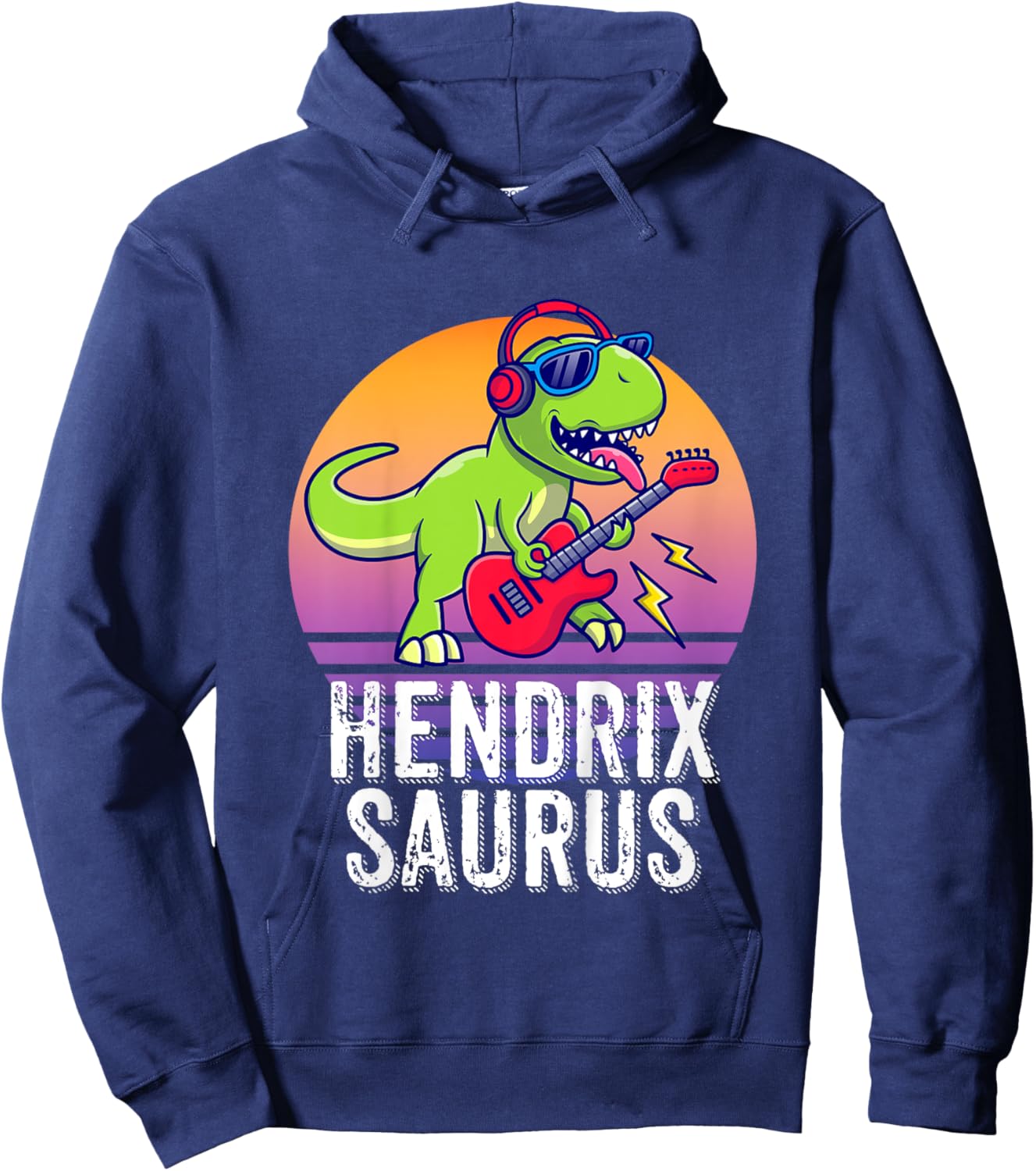 Hendrixsaurus - Gift Hendrix : Girls X-Small, Black, Cartoon, Birthday, Dinosaur-Themed Children's Hoodie - Hoodie | Navy