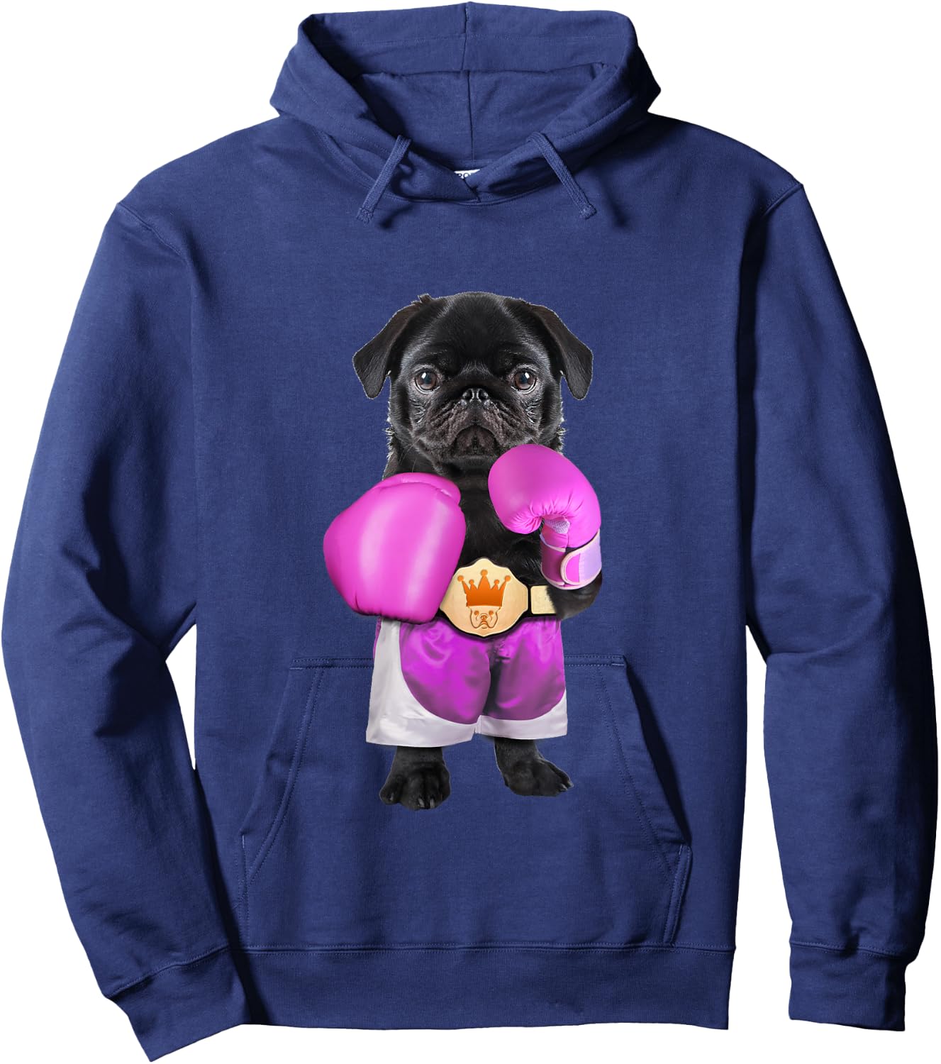 Pug dog Boxing Funny Fitness Gym Workout Hoodie - Hoodie | Navy