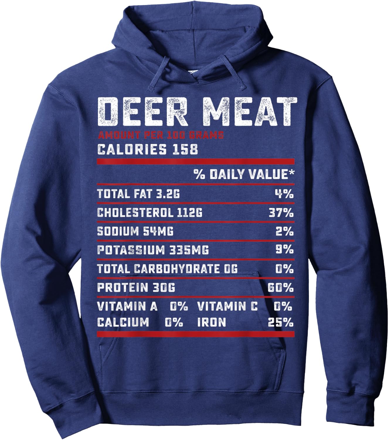 Deer meat Nutrition facts funny thanksgiving hunter gifts Hoodie - Hoodie | Navy