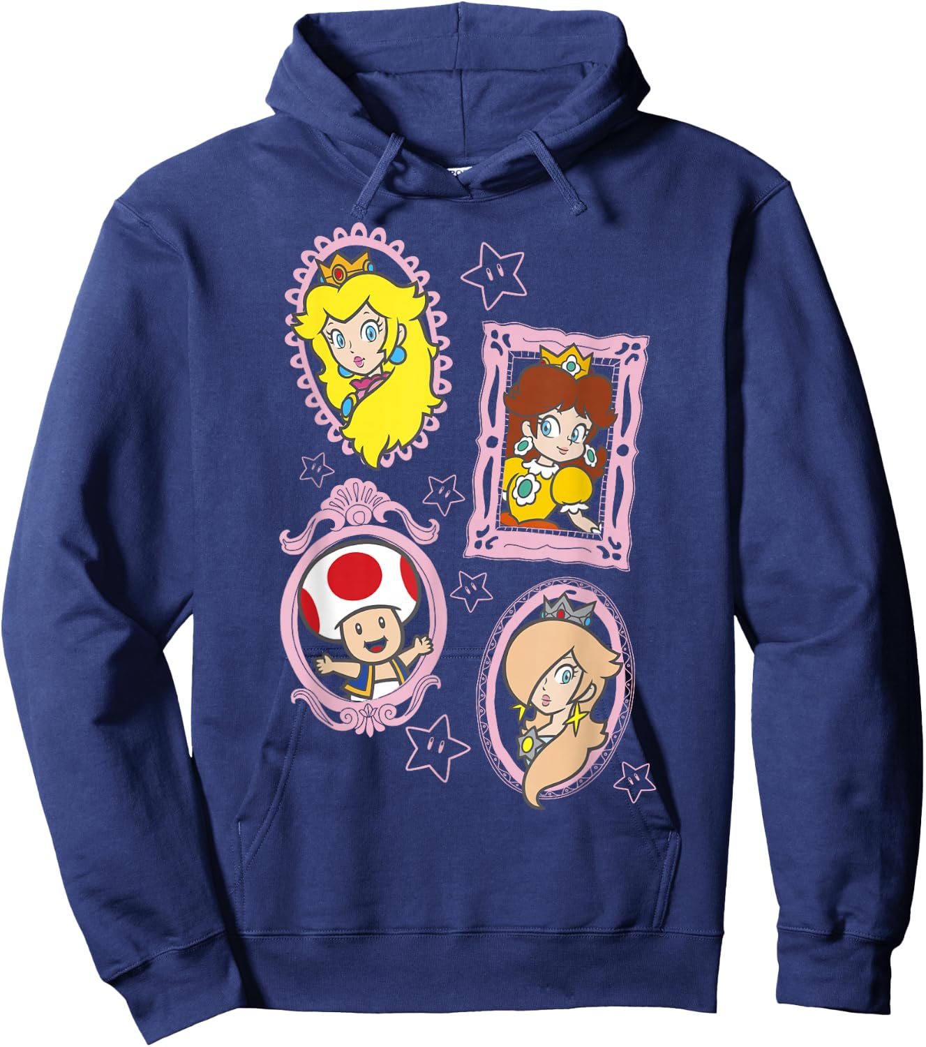 Super Mario Bros Toad & The Princesses Framed Portraits Hoodie - Hoodie | Navy