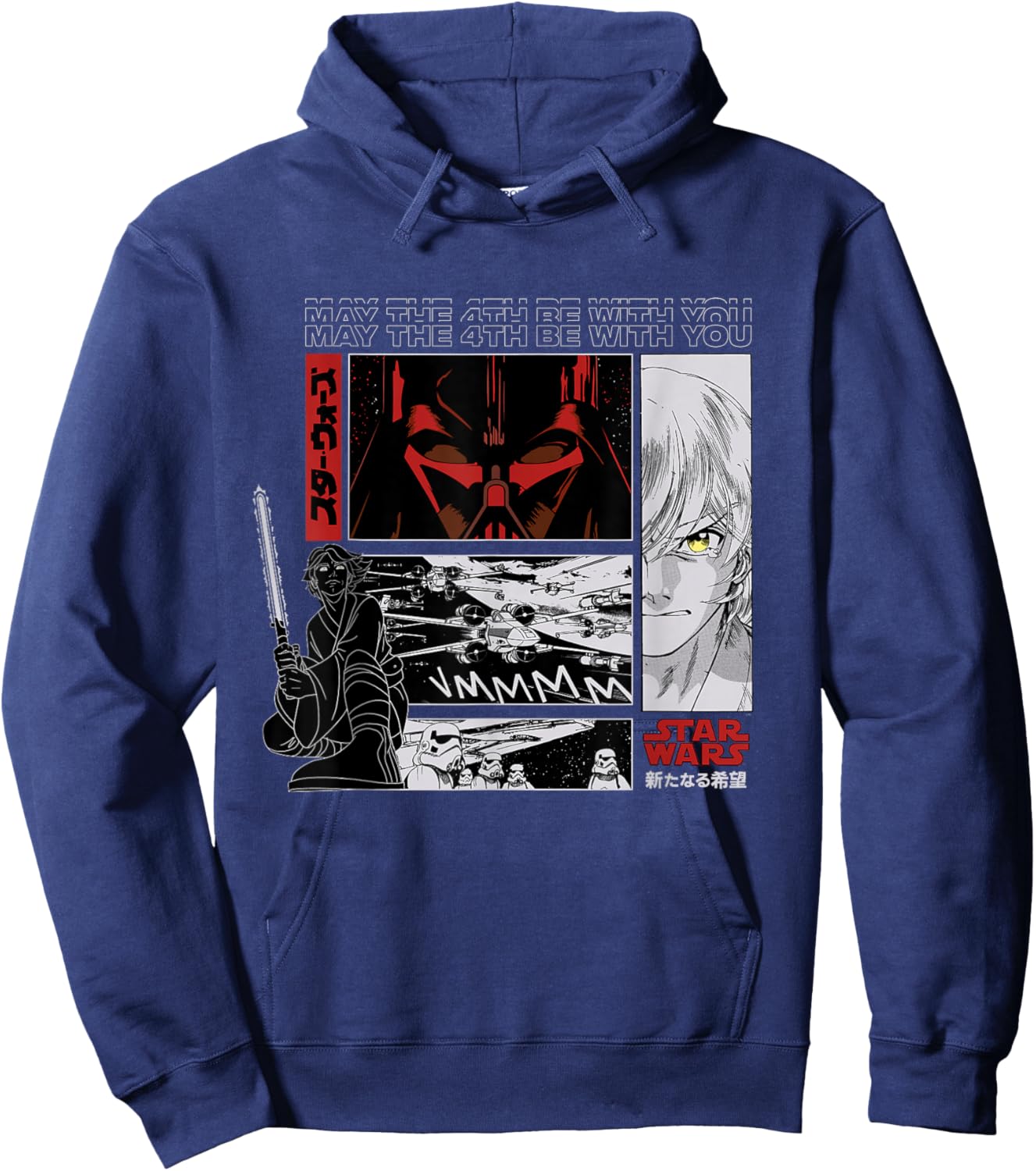 Star Wars May the 4th Be With You Luke Vader Japanese Manga Hoodie - Hoodie | Navy