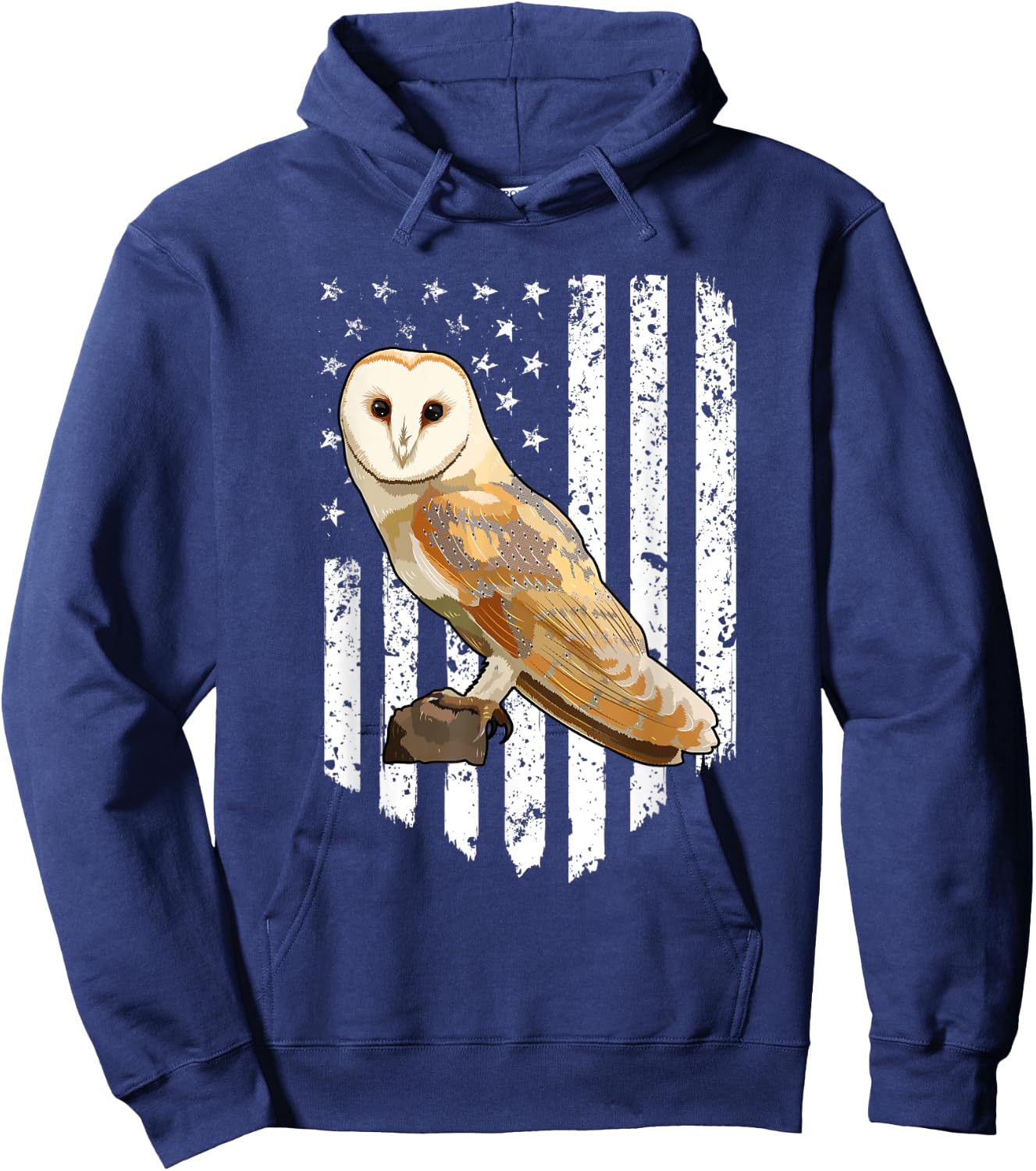White American Flag Barn Owl Bird 4th Of July Women Men Hoodie - Hoodie | Navy