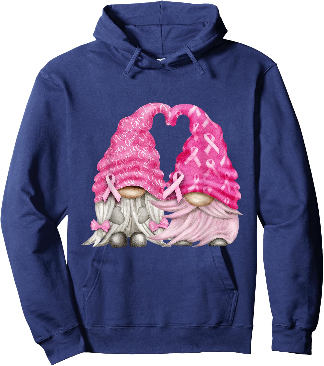 Wear Pink Gnomes For October Breast Cancer Awareness Months Hoodie - Hoodie | Navy