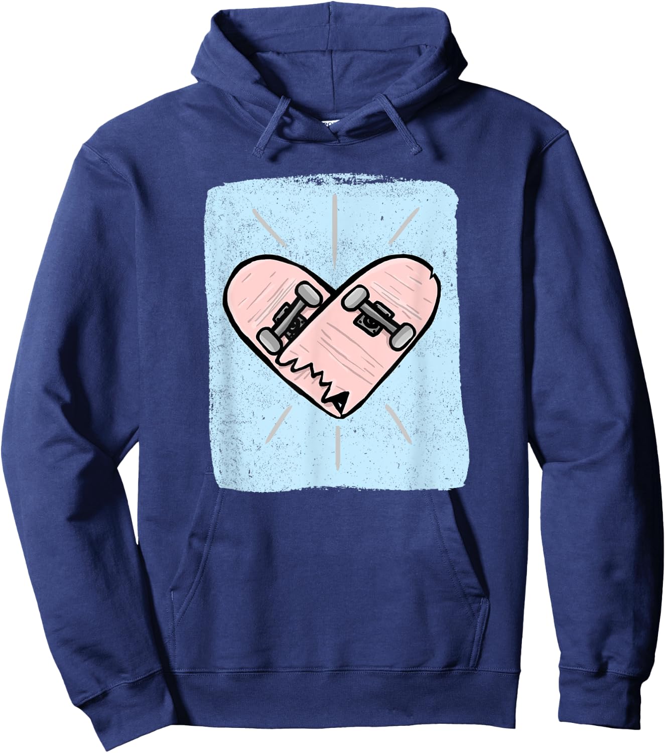 Skateboard Heartbeat Funny Skateboarder Skating Skater Hoodie - Hoodie | Navy