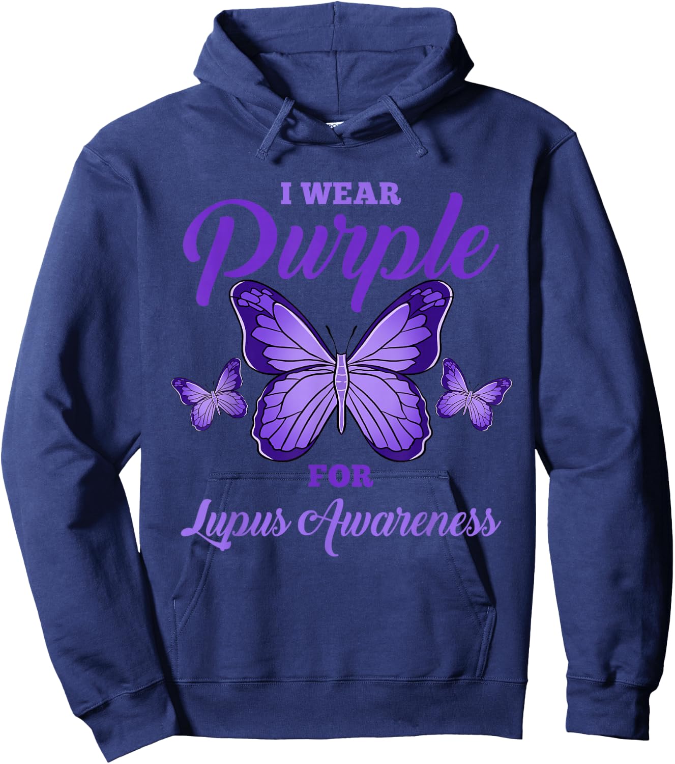 I Wear Purple For Lupus Awareness Hoodie - Hoodie | Navy