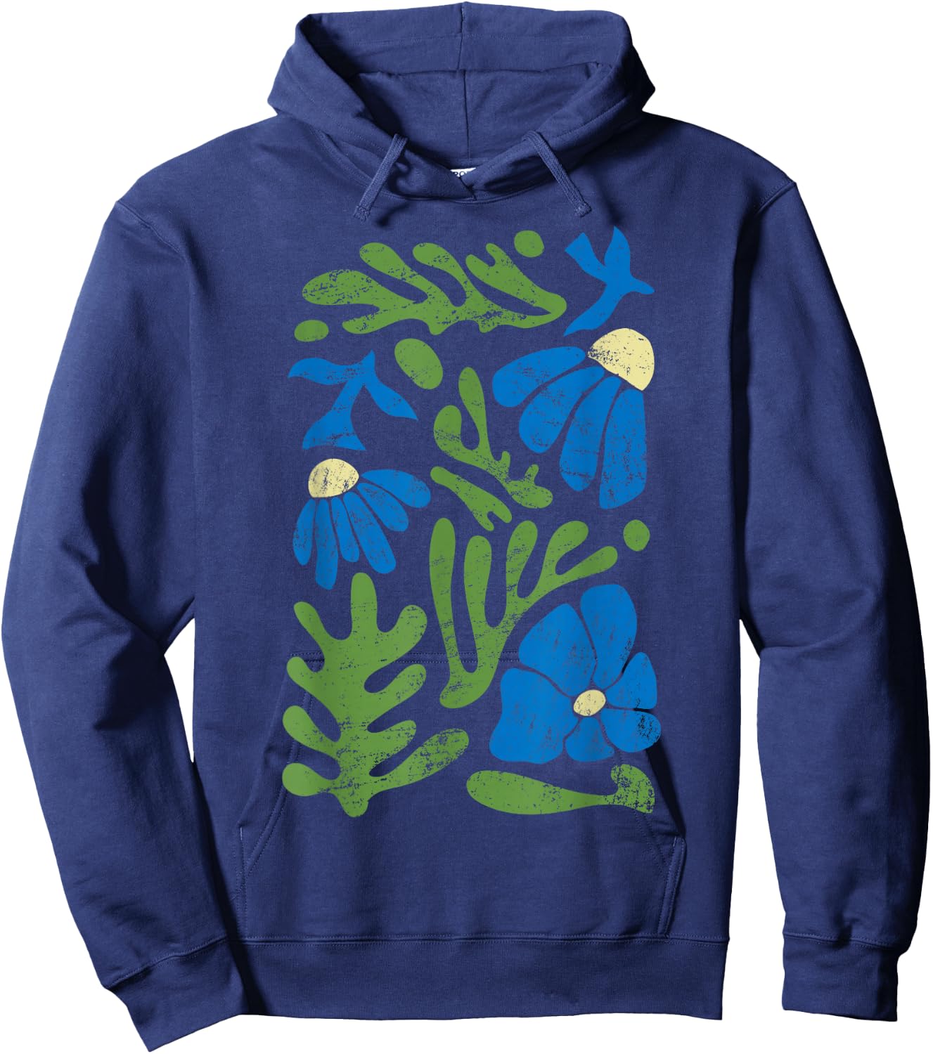 Matisse Abstract Autumn Artificial Flower Aesthetic Paint Hoodie - Hoodie | Navy