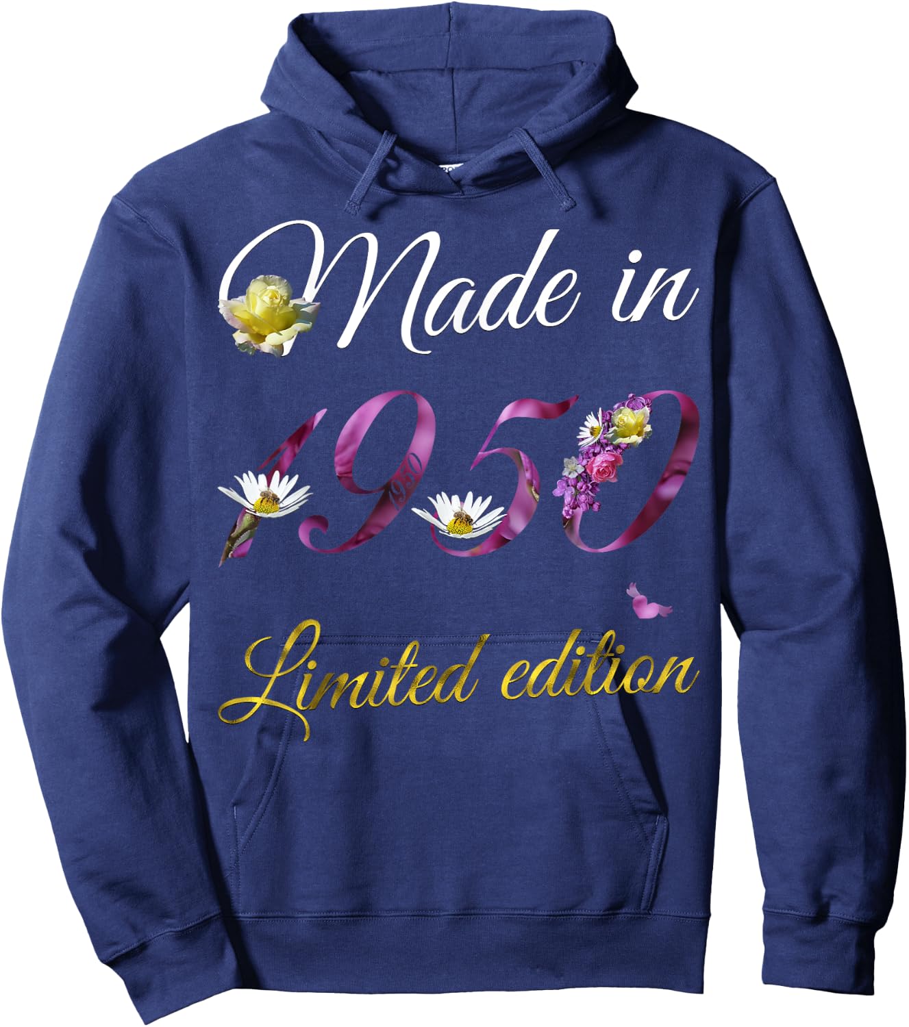 Made in 1950 - 75 Year Old Floral 1950 75th Birthday Gift Hoodie - Hoodie | Navy