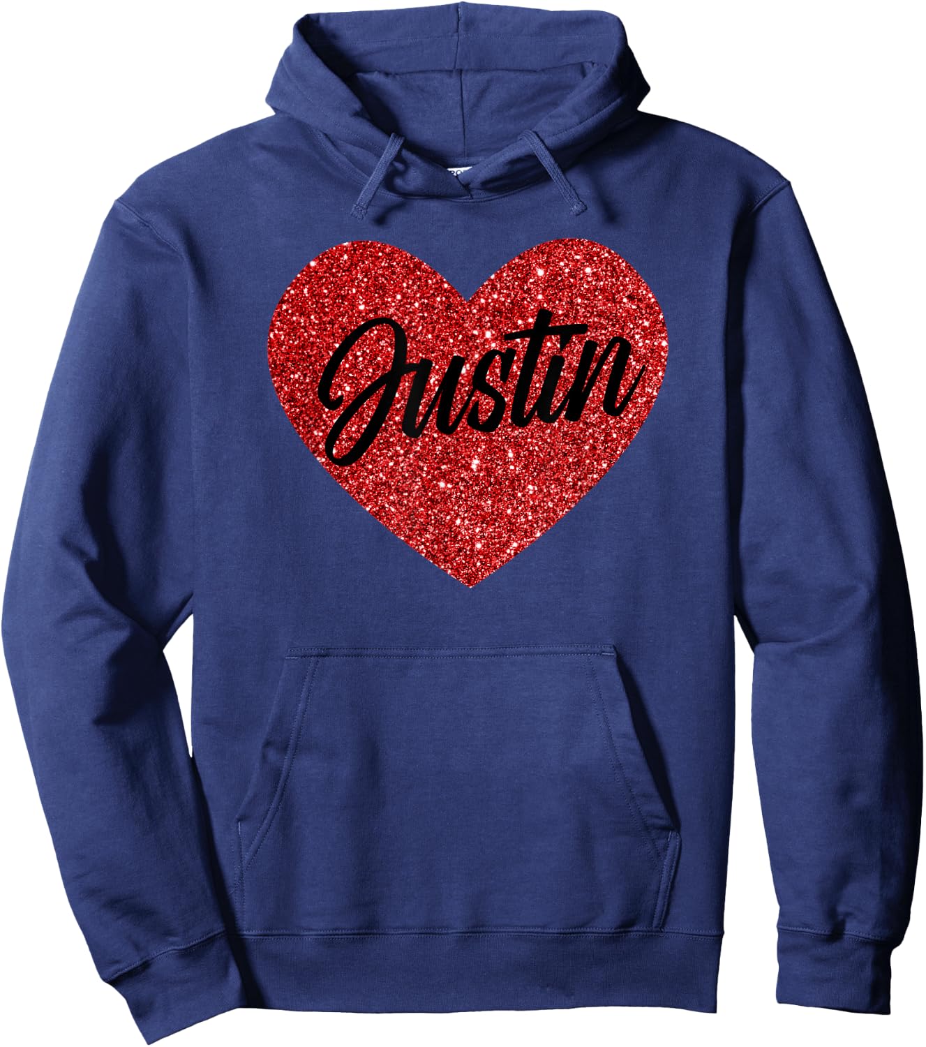 I Love Justin Cute Justin Red Heart for Valentine's Day Hoodie - Hoodie | Navy
