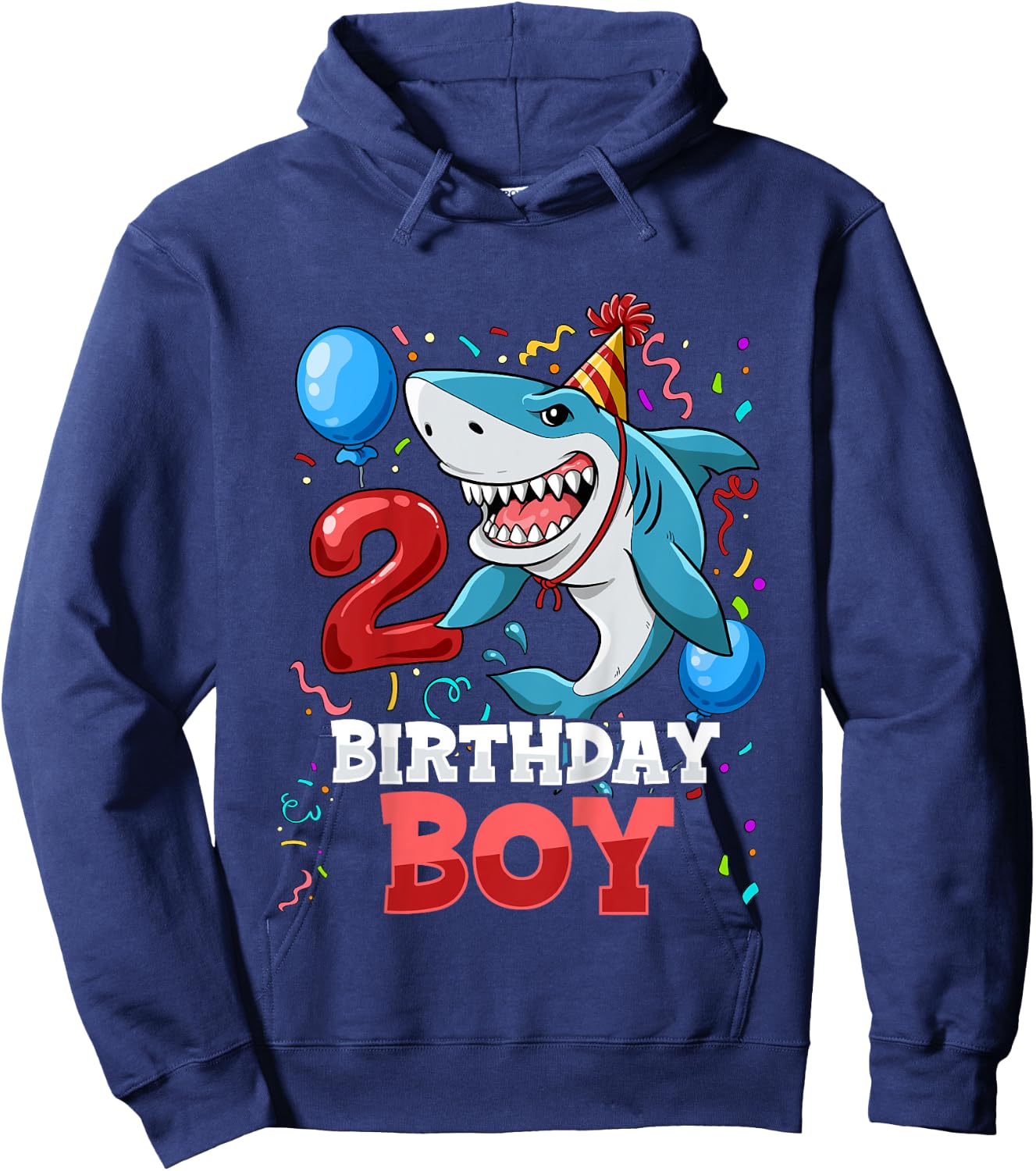 Kids Shark 2nd Birthday Boy Hoodie - Hoodie | Navy