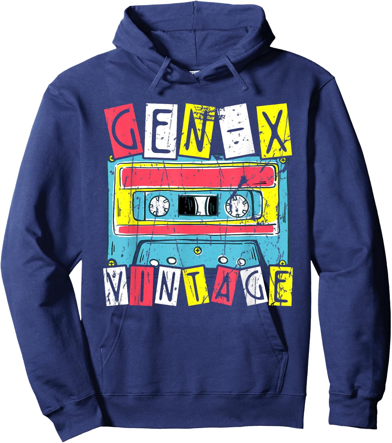 Gen-X Vintage Cassette Hoodie - Hoodie | Navy