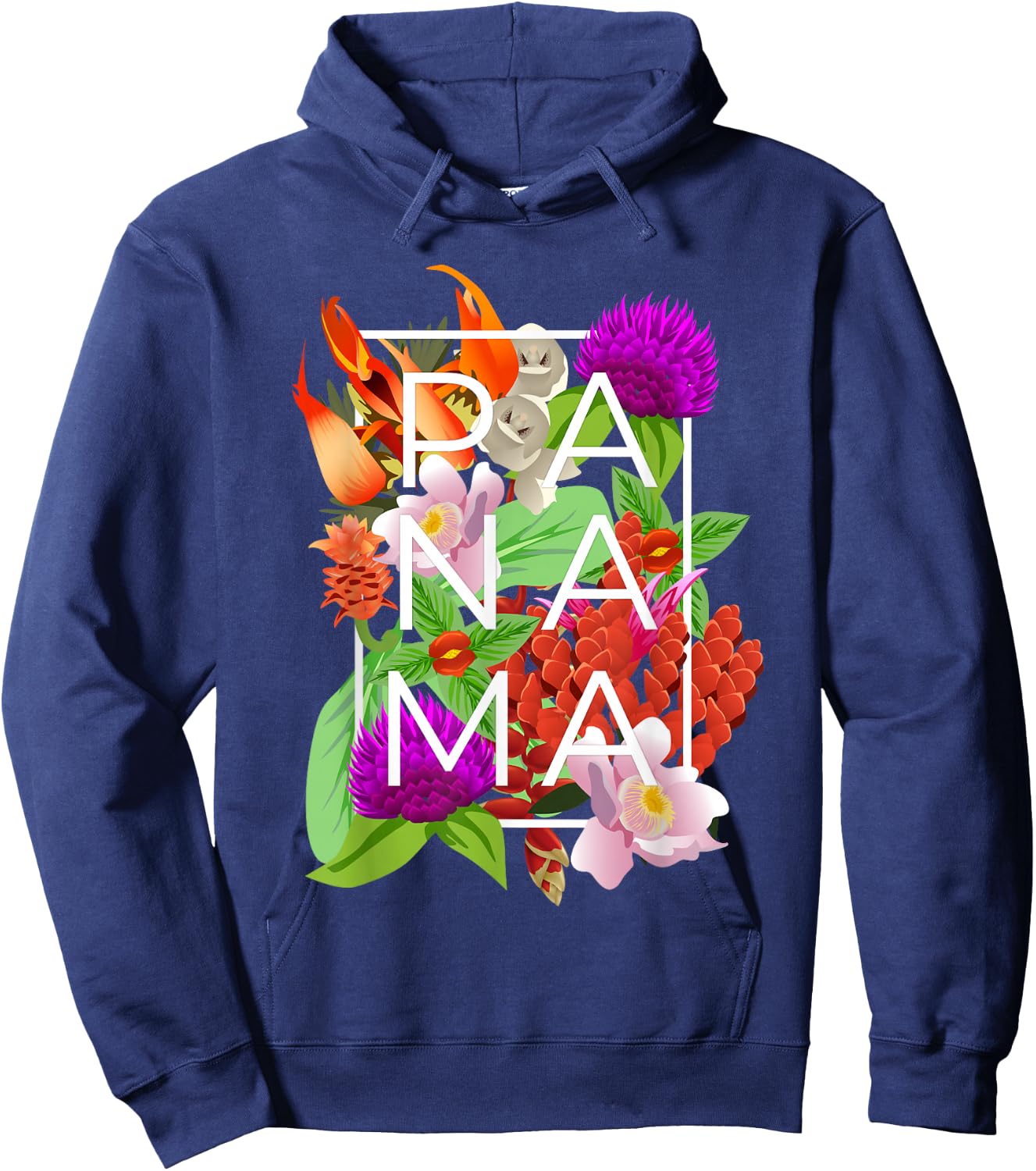 Flowers of Panama Word Art - Panamanian Pride Hoodie - Hoodie | Navy