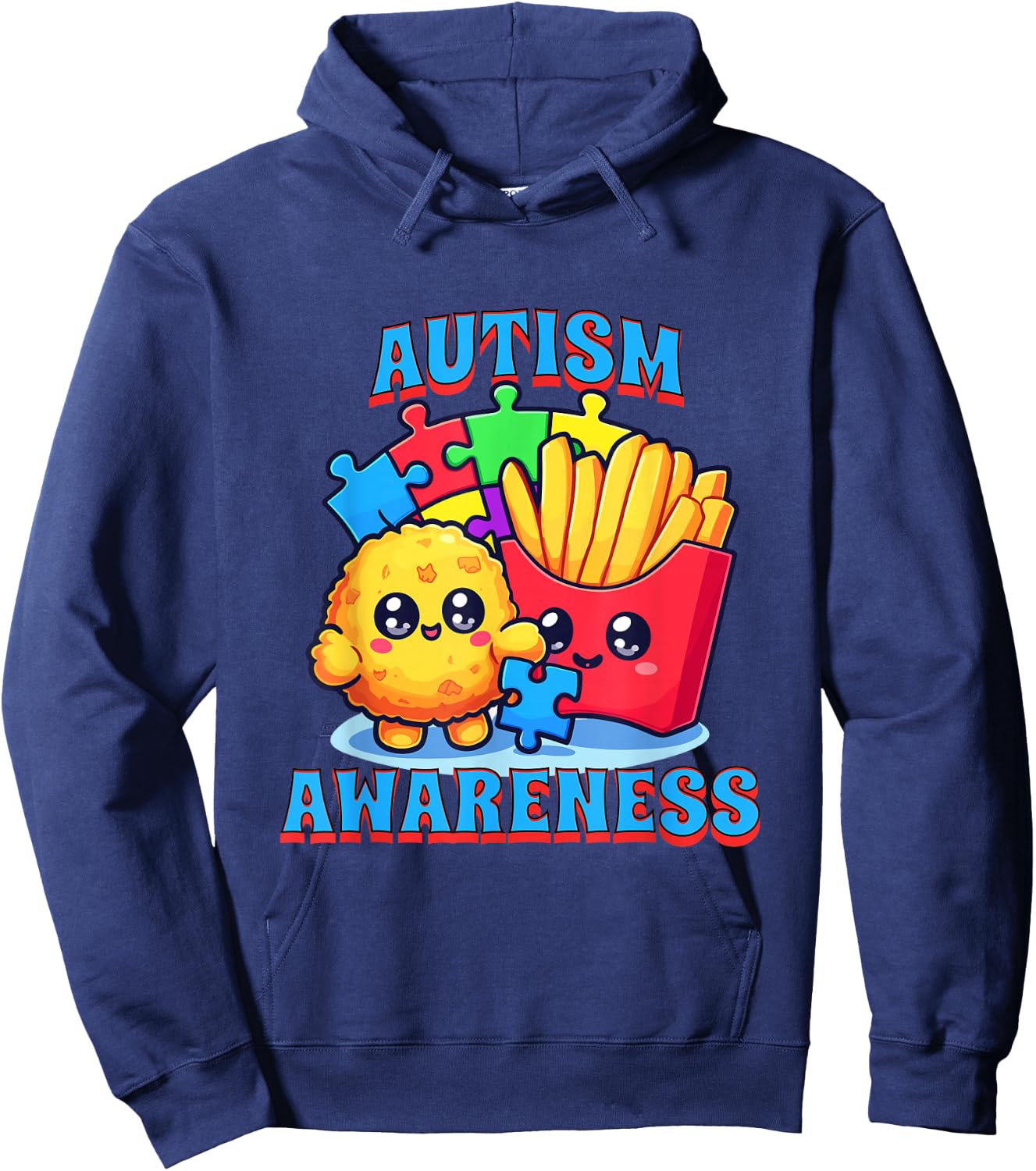 Chicken Nugget and French Fries Autism Awareness Hoodie - Hoodie | Navy