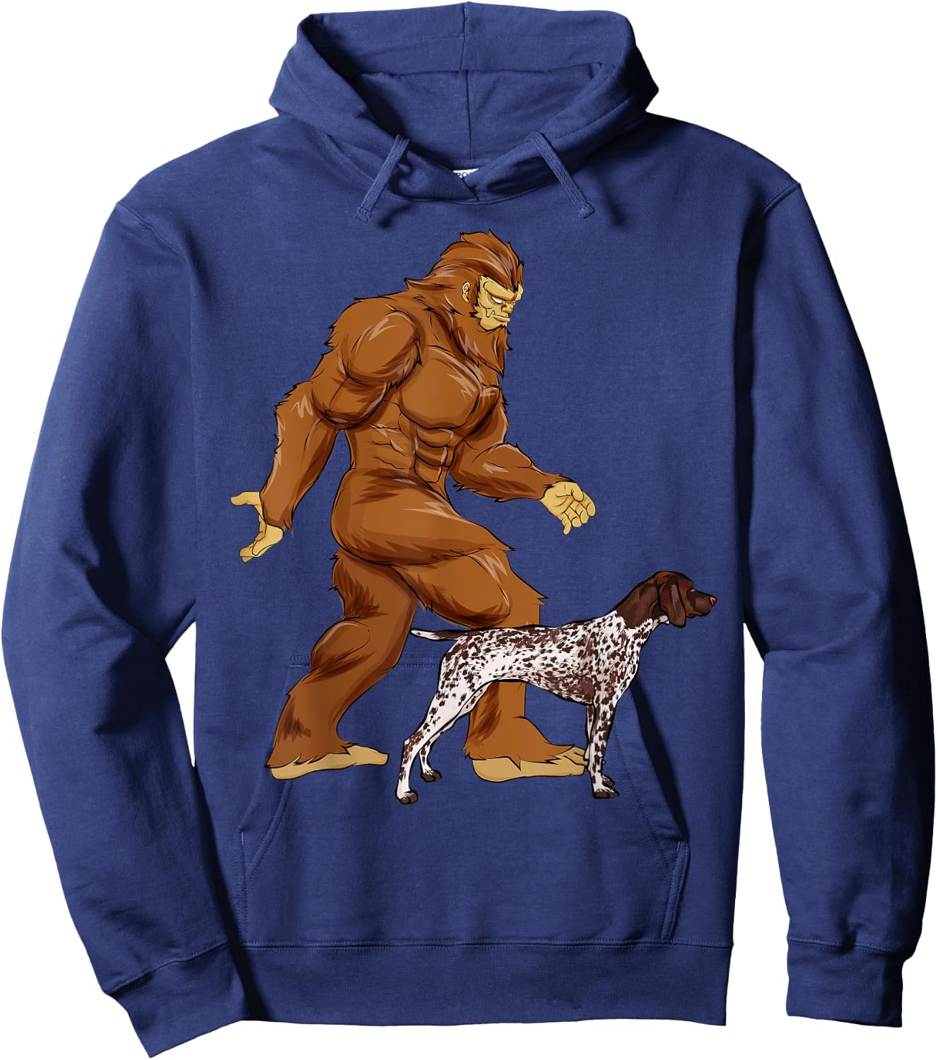 Funny Bigfoot Walking German Shorthaired Pointer Sasquatch Hoodie - Hoodie | Navy