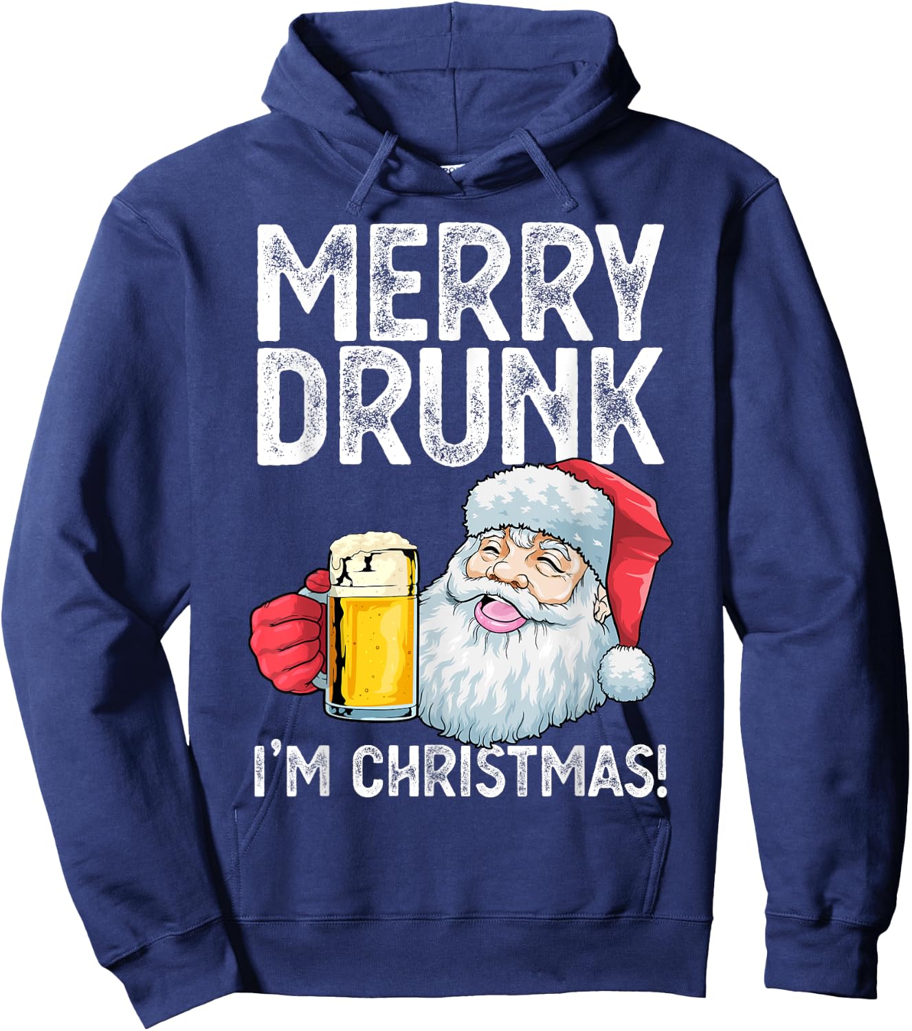 Merry Drunk I'm Christmas Drunk Santa Claus Funny Xmas Hoodie - Hoodie | Navy