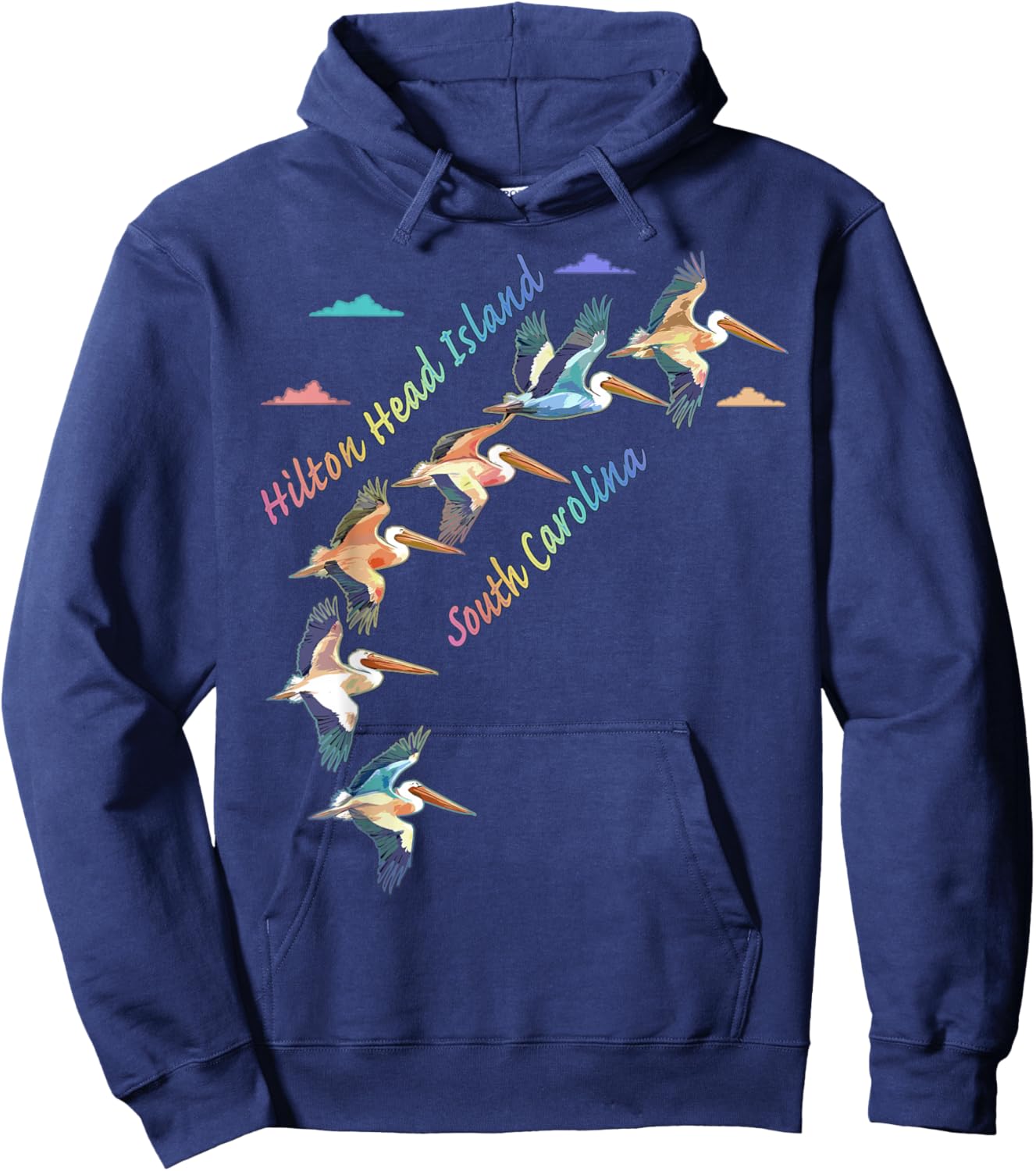 Hilton Head Island South Carolina Colorful Tie-Dye Pelican Hoodie - Hoodie | Navy