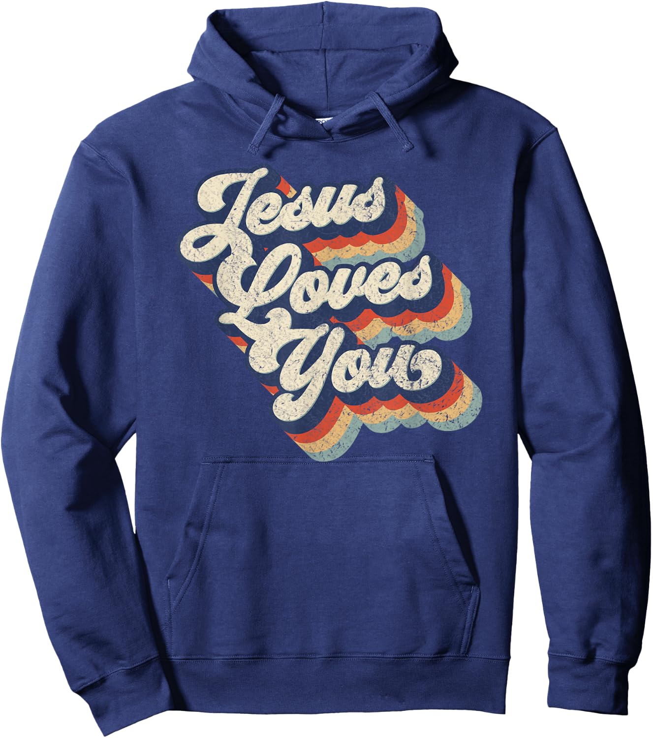 Jesus Loves You Retro Vintage Style Graphic Design Hoodie - Hoodie | Navy