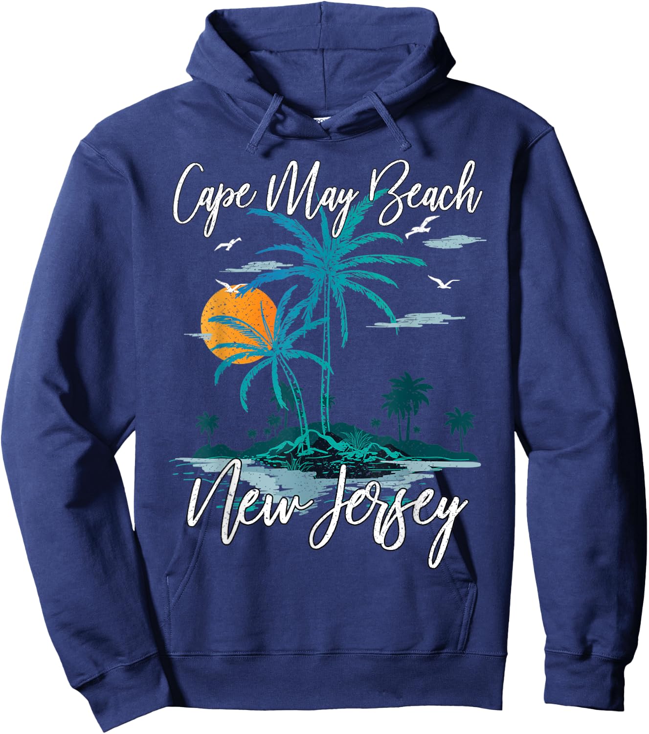 Family Vacation Retro Sunset New Jersey Cape May Beach Women Kids Hoodie - Hoodie | Navy