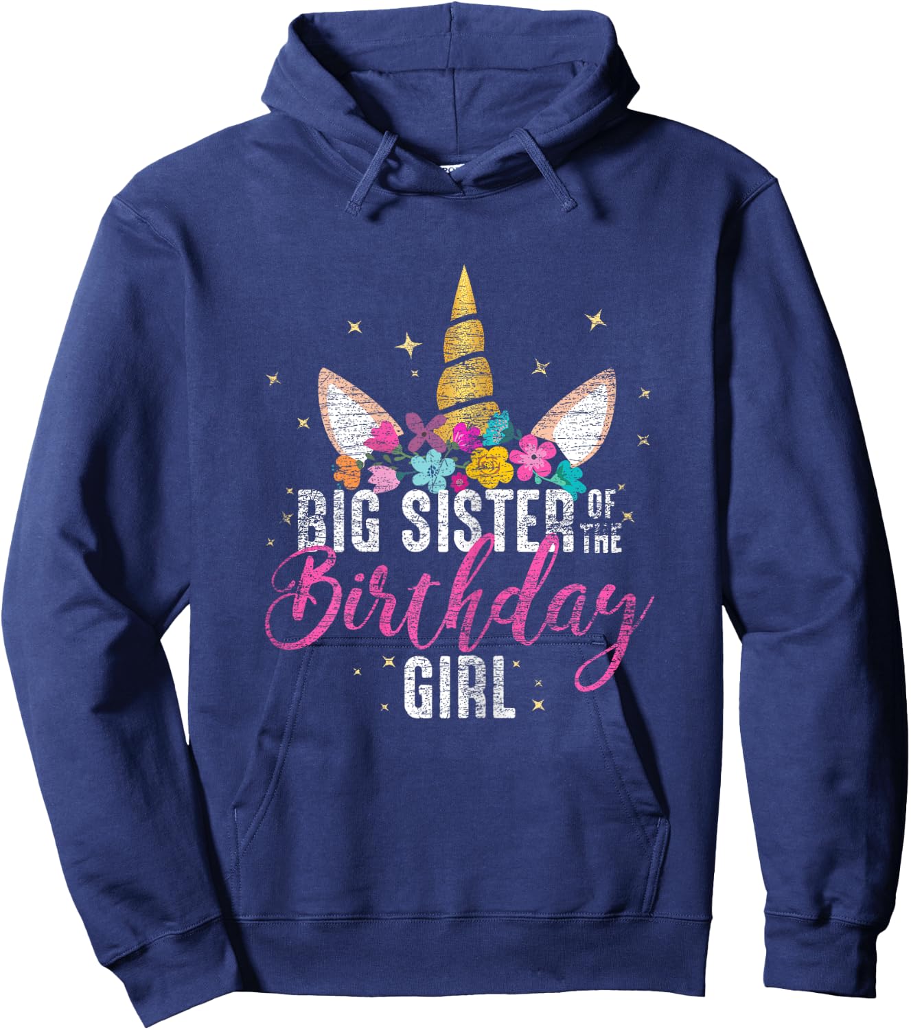 Big Sister Of The Birthday Girl Sister Gift Unicorn Birthday Hoodie - Hoodie | Navy
