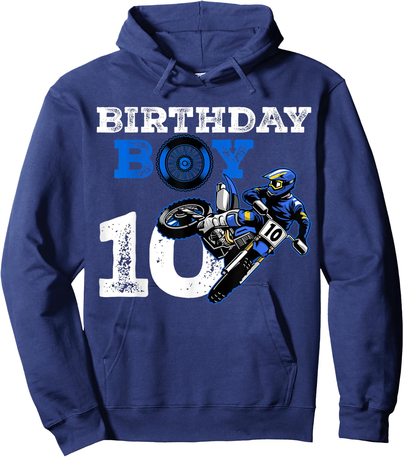 10th Birthday Motocross Mx Dirt Bike 10 Year Old Funny B-Day Hoodie - Hoodie | Navy