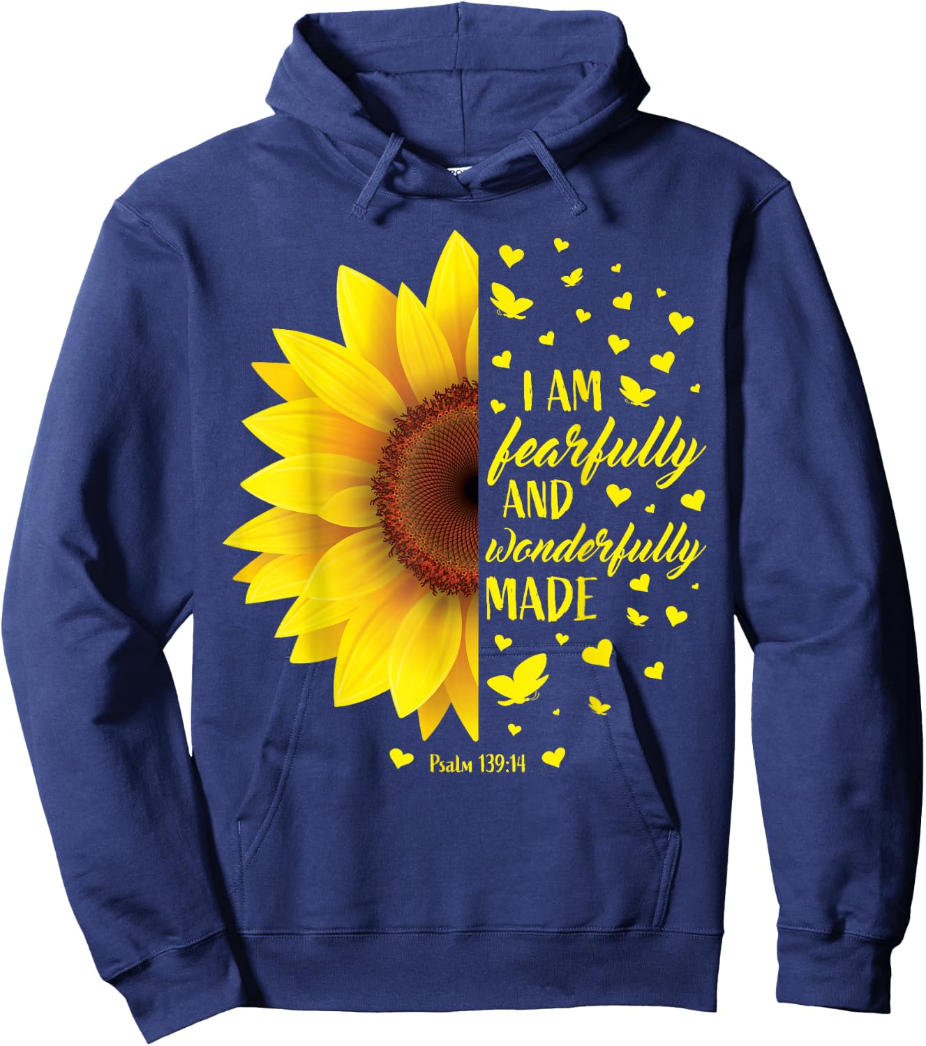 Christian Bible Verse Gifts Women Teen Girls Cute Sunflower Hoodie - Hoodie | Navy