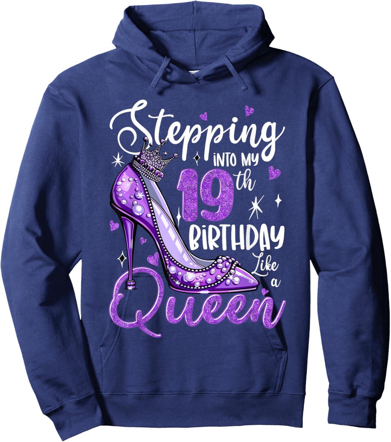 Stepping Into My 19th Birthday 19 Years Old Gift Women Girls Hoodie - Hoodie | Navy