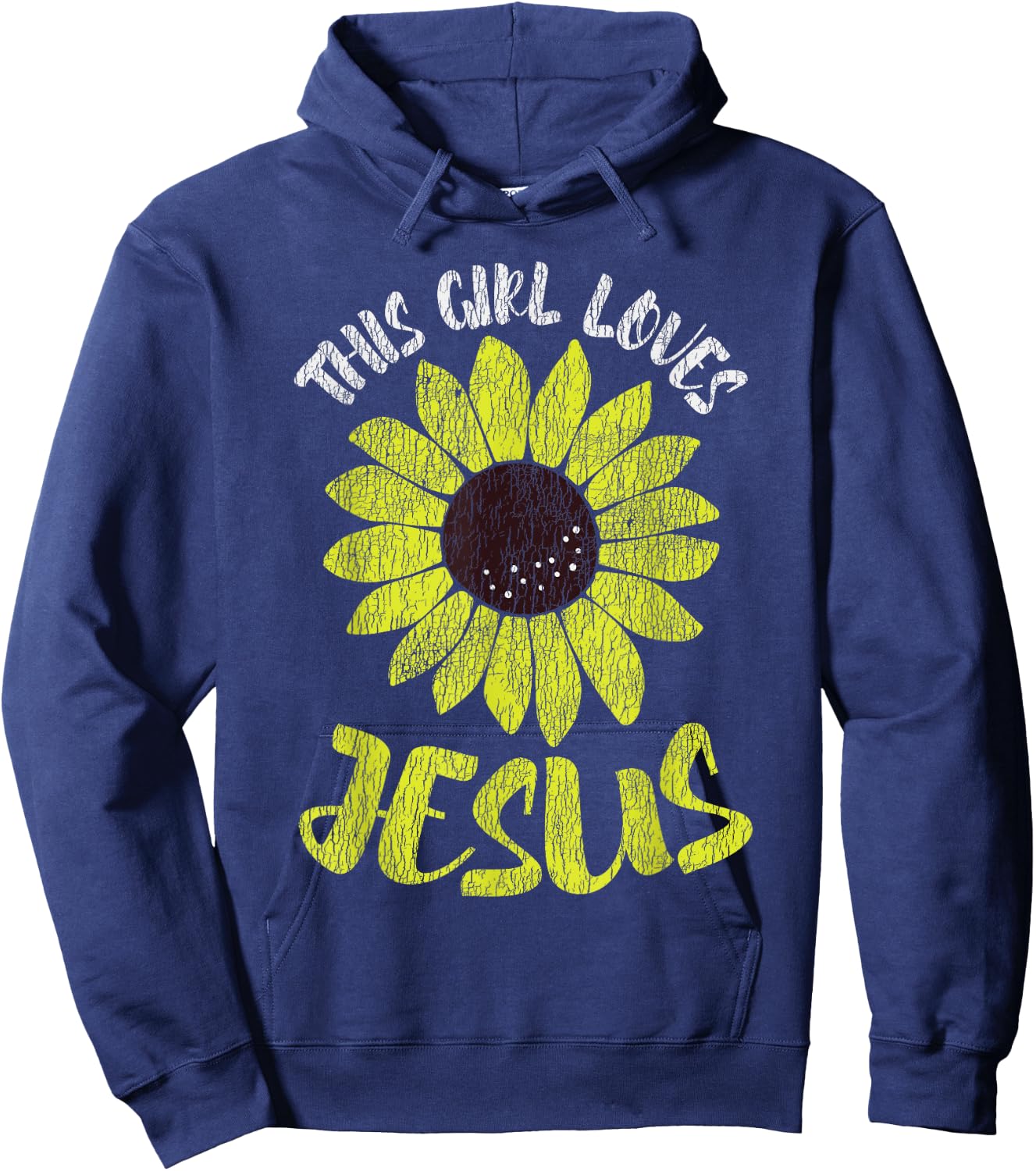 Vintage Sunflower This Girl Loves Jesus Women Christian Hoodie - Hoodie | Navy