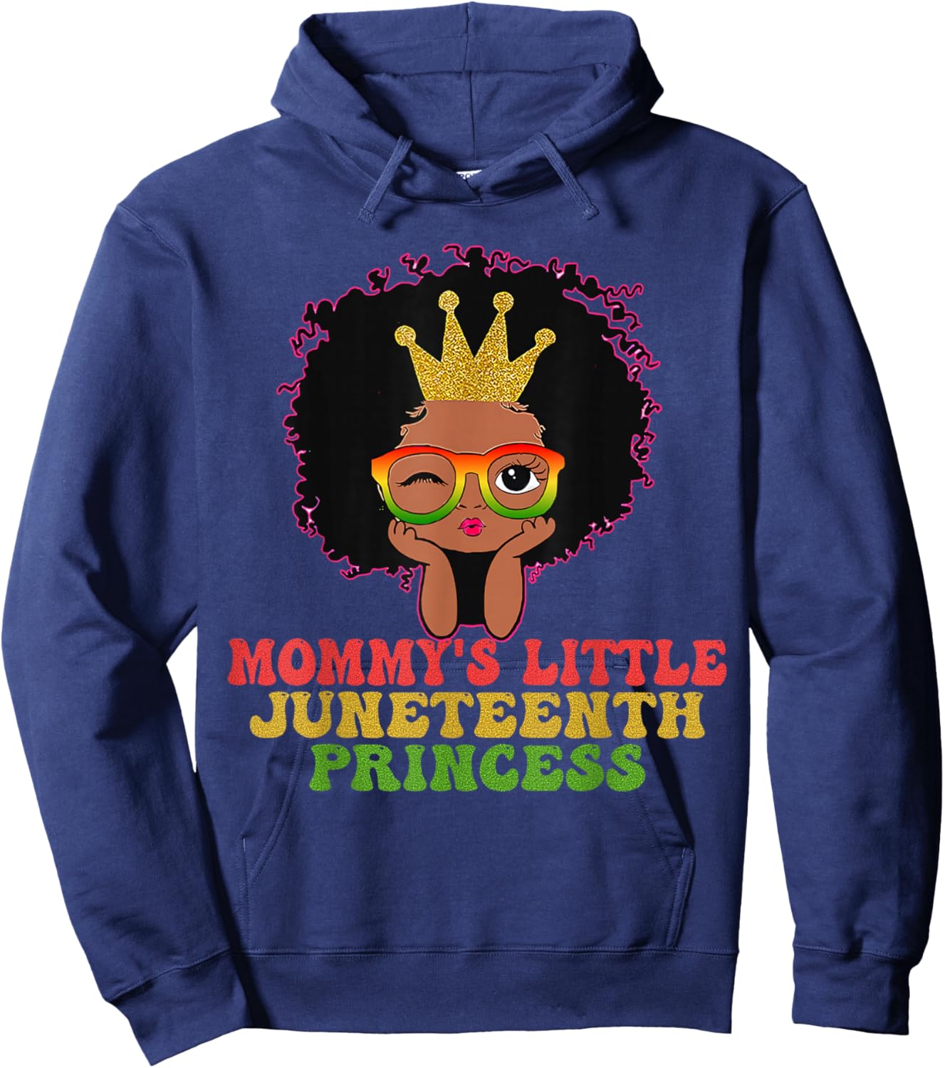 Mommy's Little Juneteenth Princes Celebrate Black Girl Kid Hoodie - Hoodie | Navy