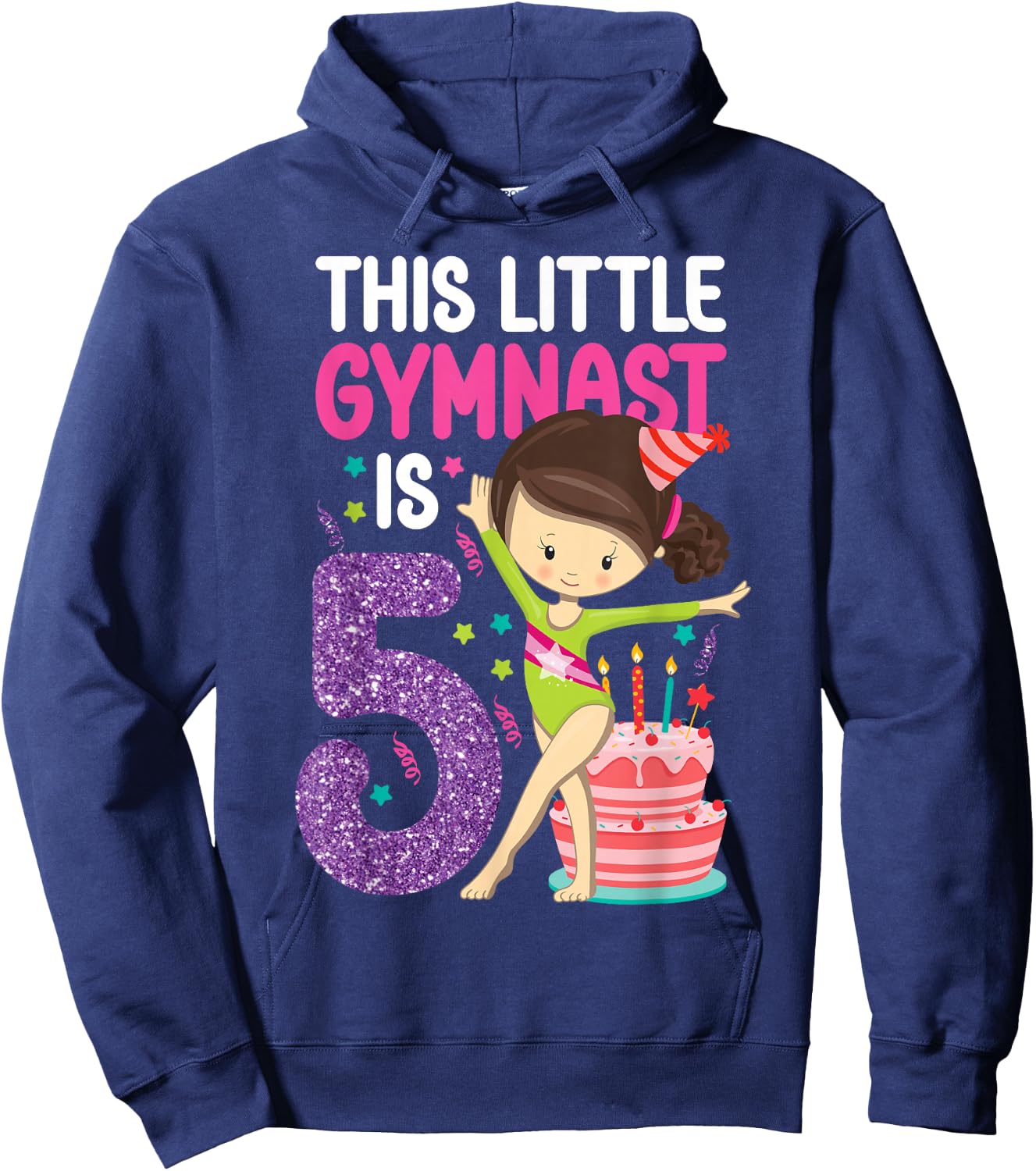 Gymnastics 5th Birthday This Little Gymnast Is 5 Hoodie - Hoodie | Navy