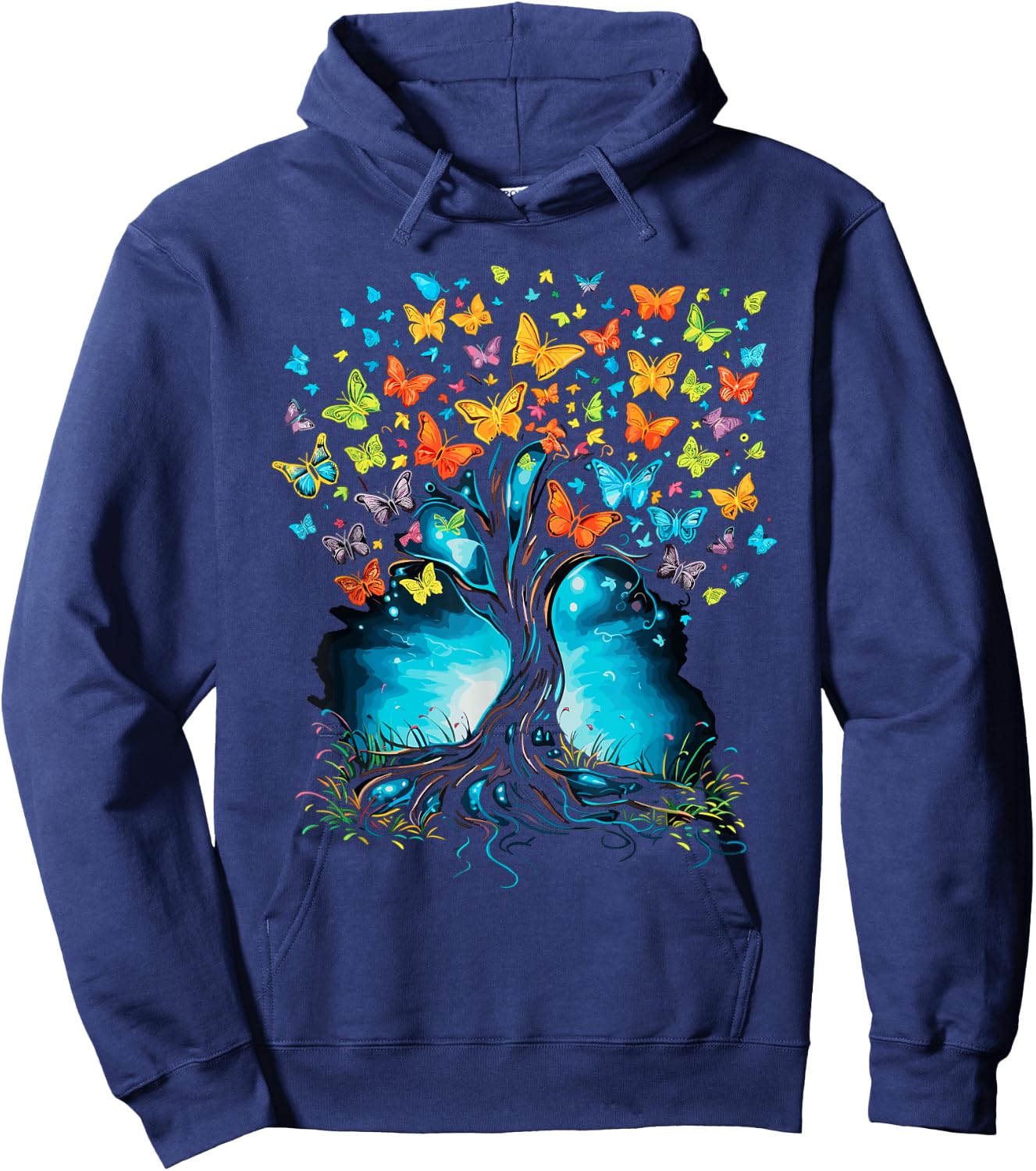Butterfly Tree Beautiful Butterflies Garden Colorful Hoodie - Hoodie | Navy