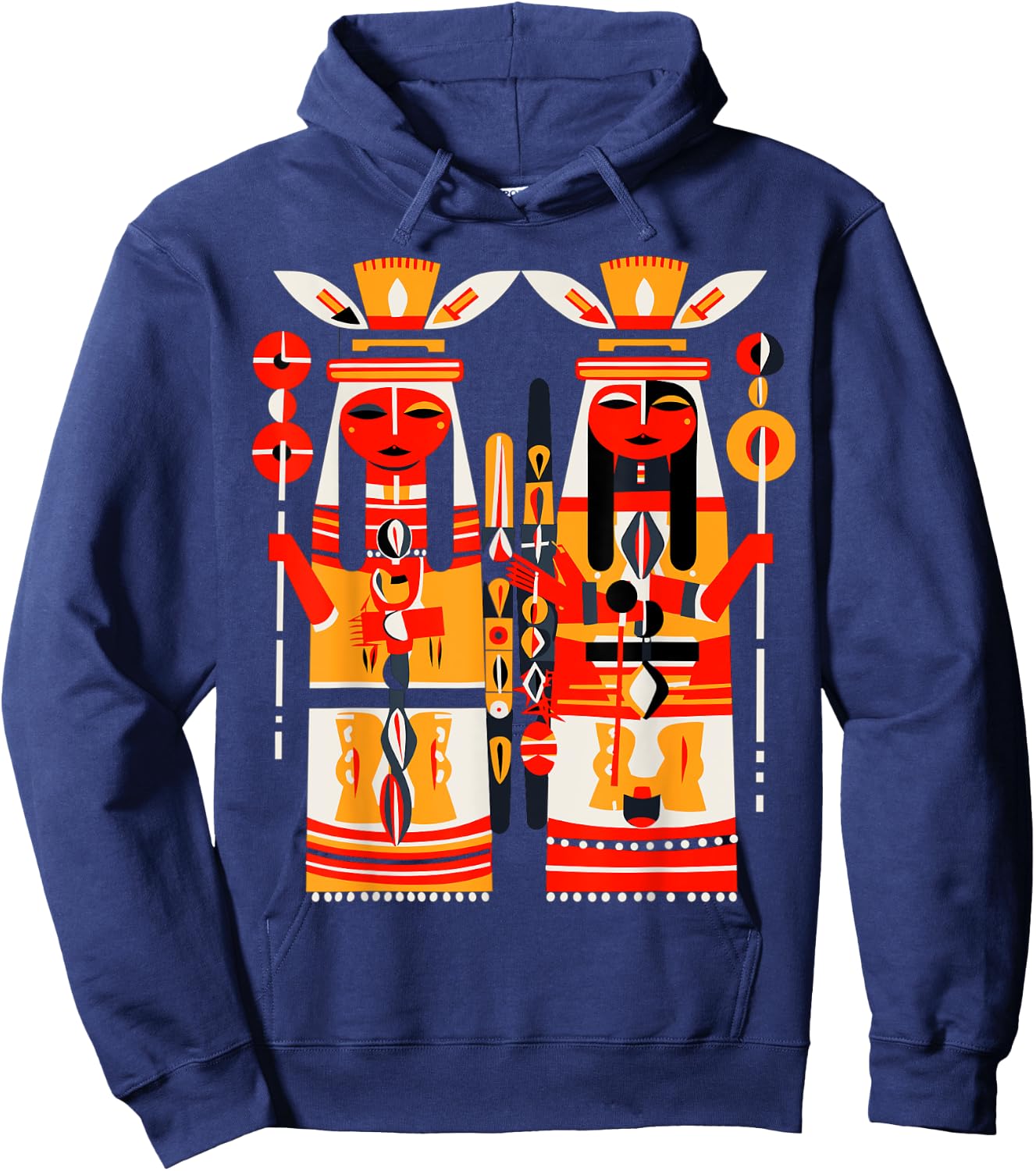 Native American Art Style Hopi Katsina Dolls Hoodie - Hoodie | Navy