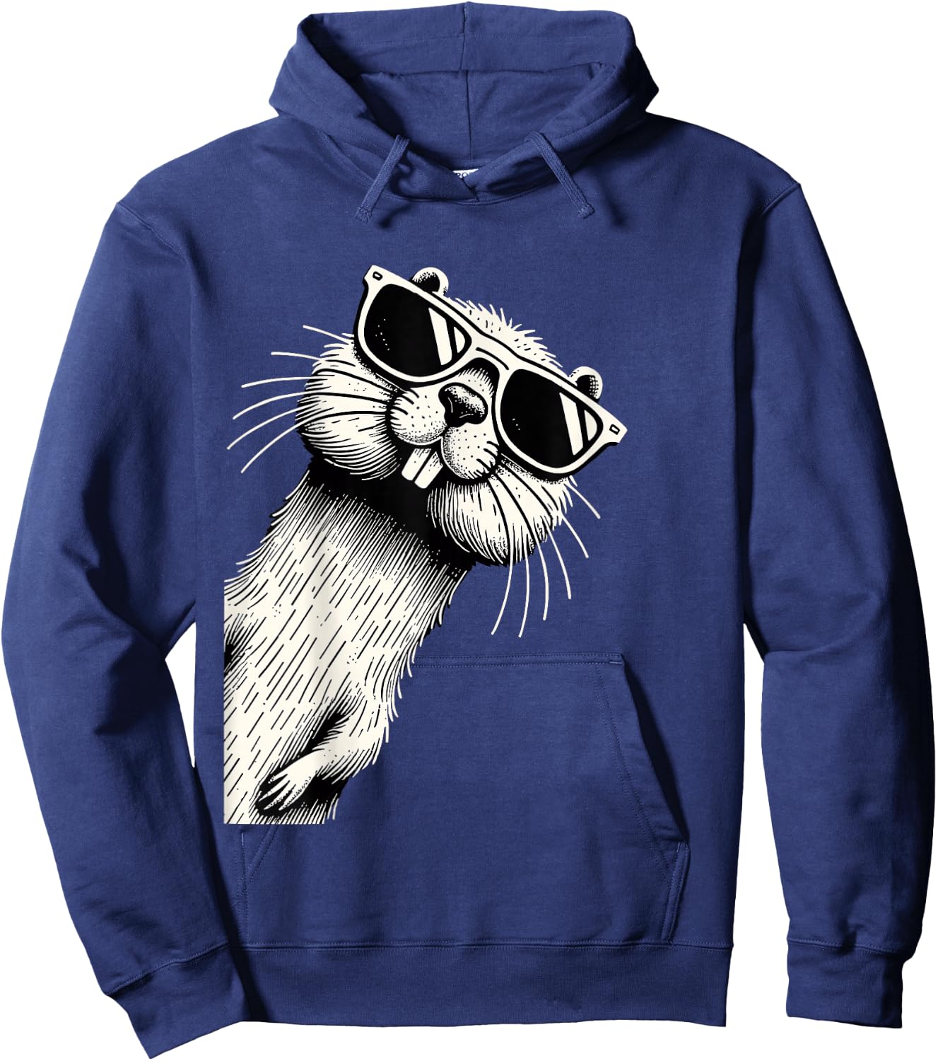 Funny Beaver Wearing Sunglasses Cool Beaver Hoodie - Hoodie | Navy