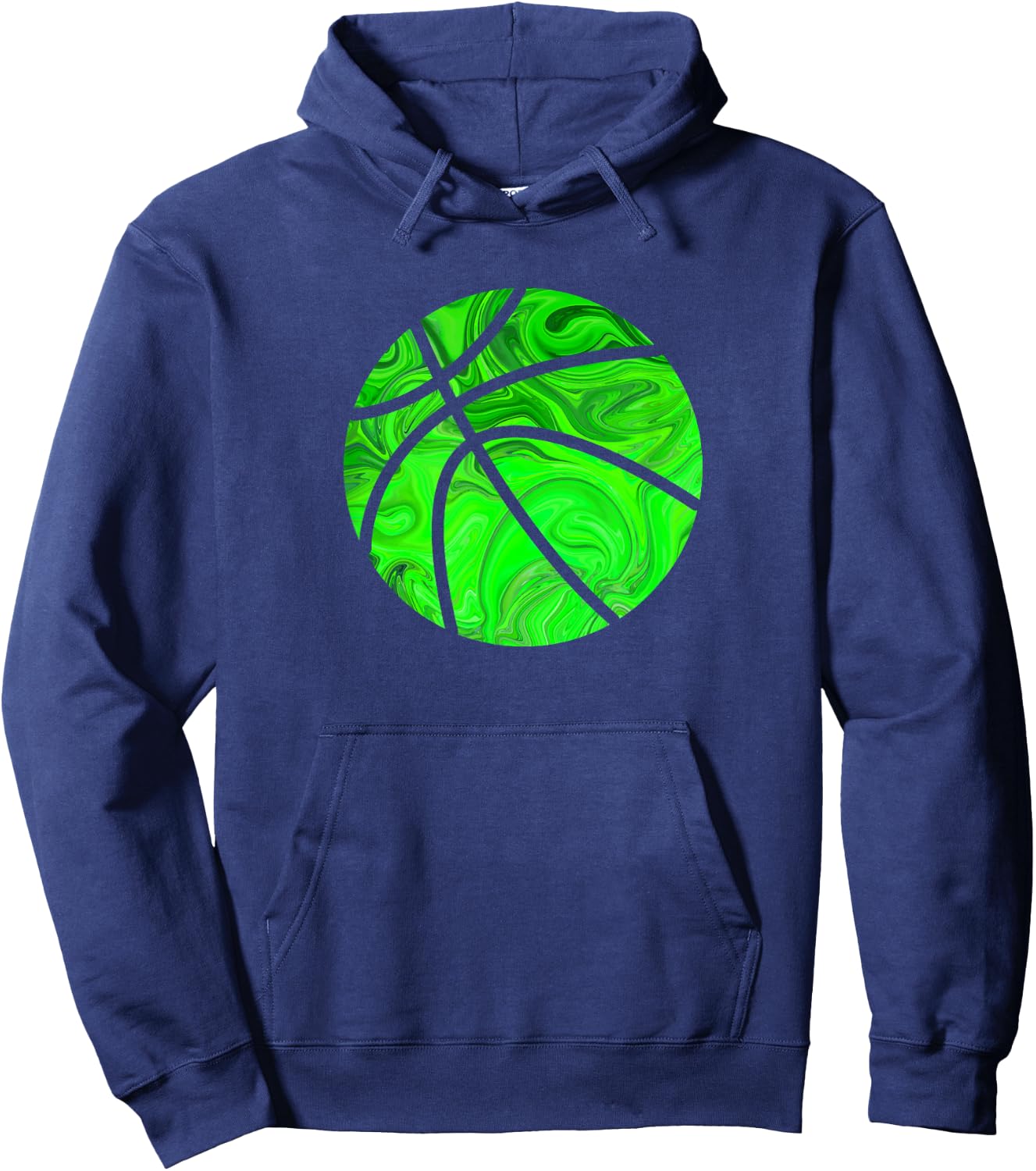 Basketball Ball Green Watercolor Gift Men Women Kids Hoodie - Hoodie | Navy