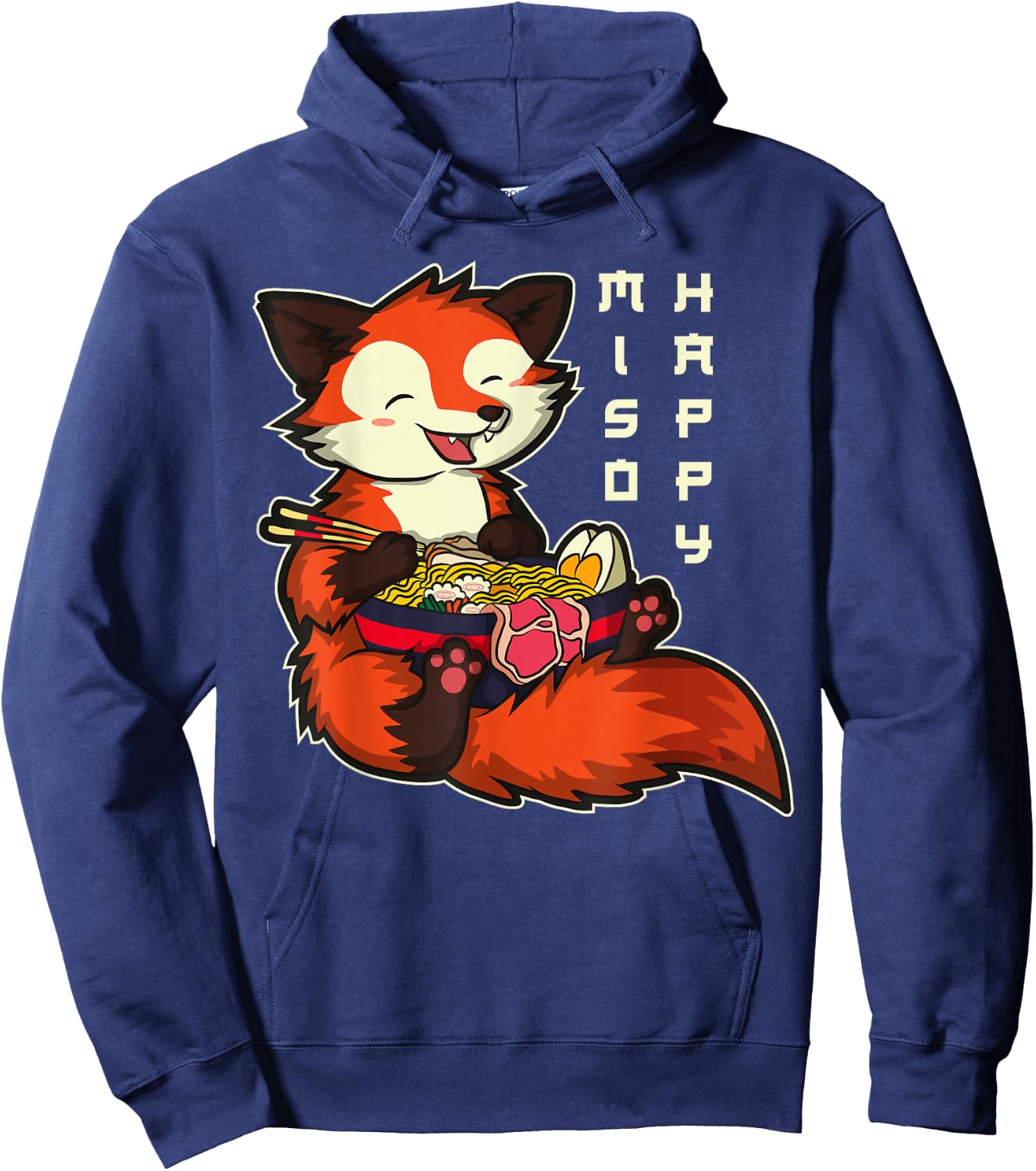 Japanese Anime Kawaii Ramen Noodles Fox Hoodie - Hoodie | Navy