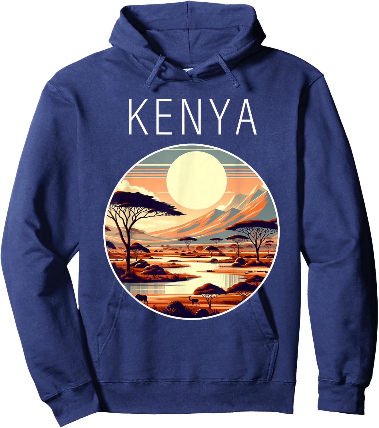 Kenya Scenery Art Deco Hoodie - Hoodie | Navy