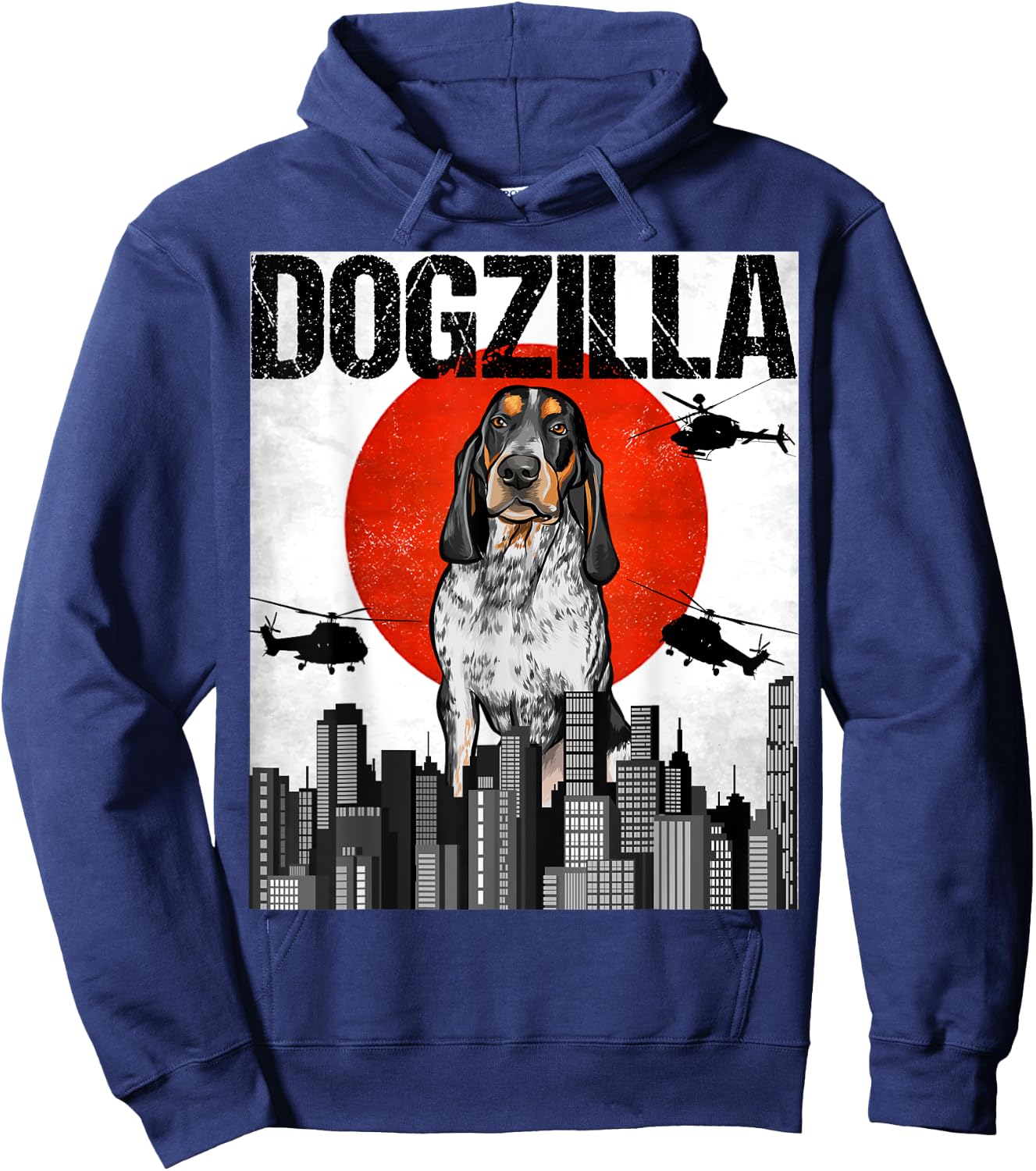 Funny Vintage Japanese Dogzilla Bluetick Coonhound Hoodie - Hoodie | Navy