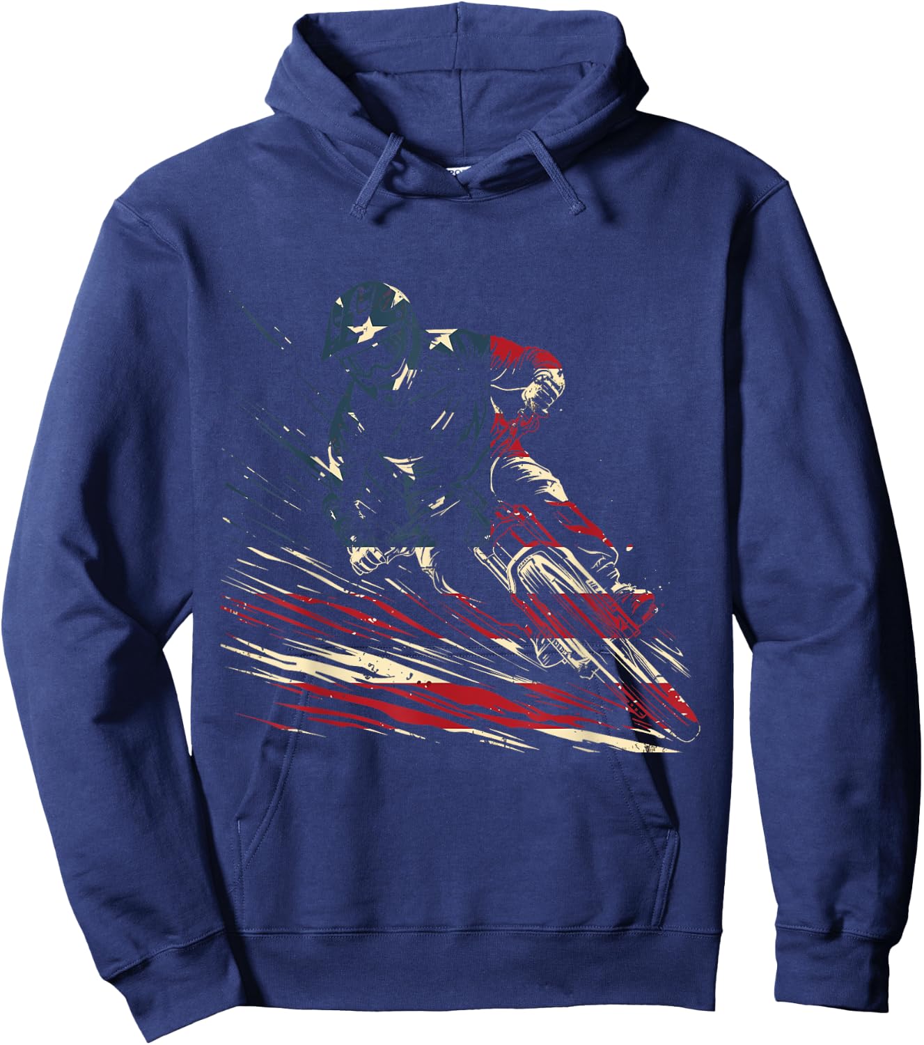 Mountain Bike Downhill MTB American Flag Patriotic Vintage Hoodie - Hoodie | Navy