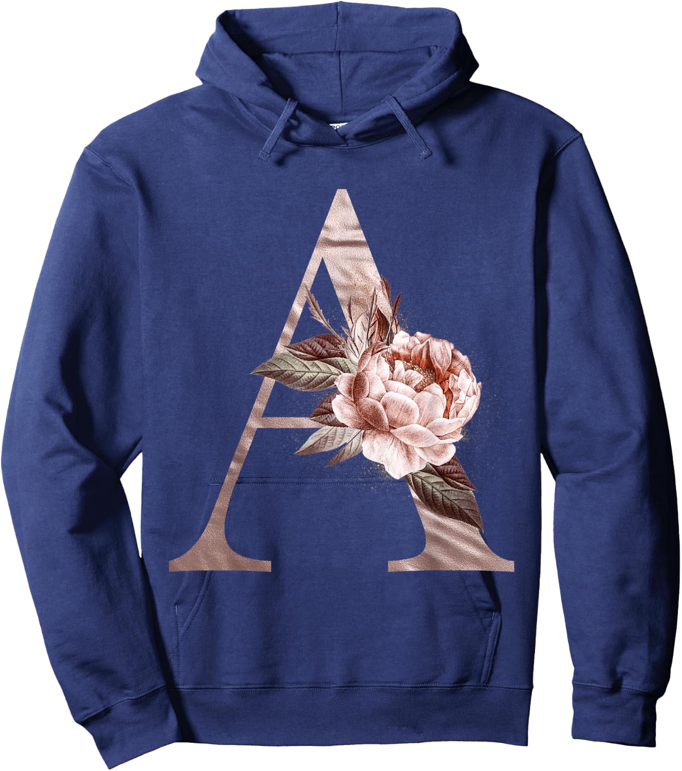Elegant Monogram Letter A Flower Alphabet Letter A Gift Hoodie - Hoodie | Navy