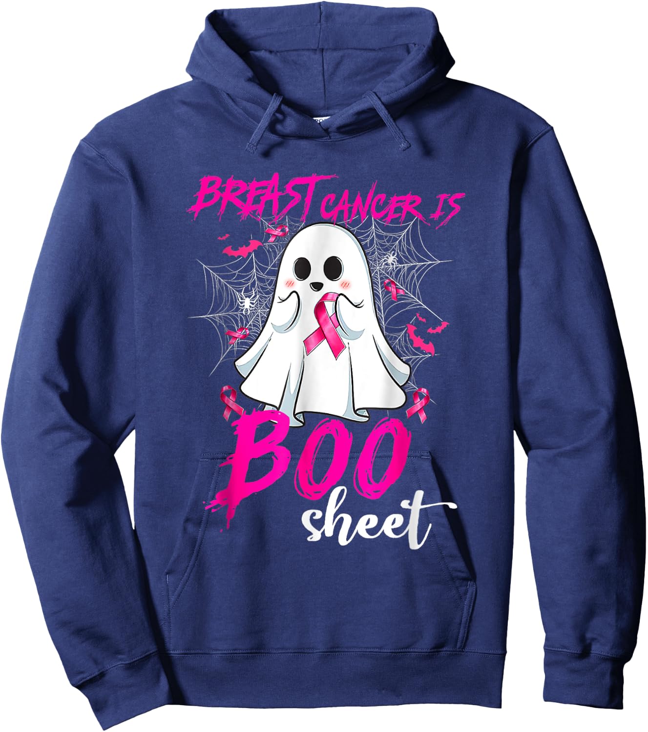 Breast Cancer Is Boo Sheet Halloween Breast Cancer awareness Hoodie - Hoodie | Navy