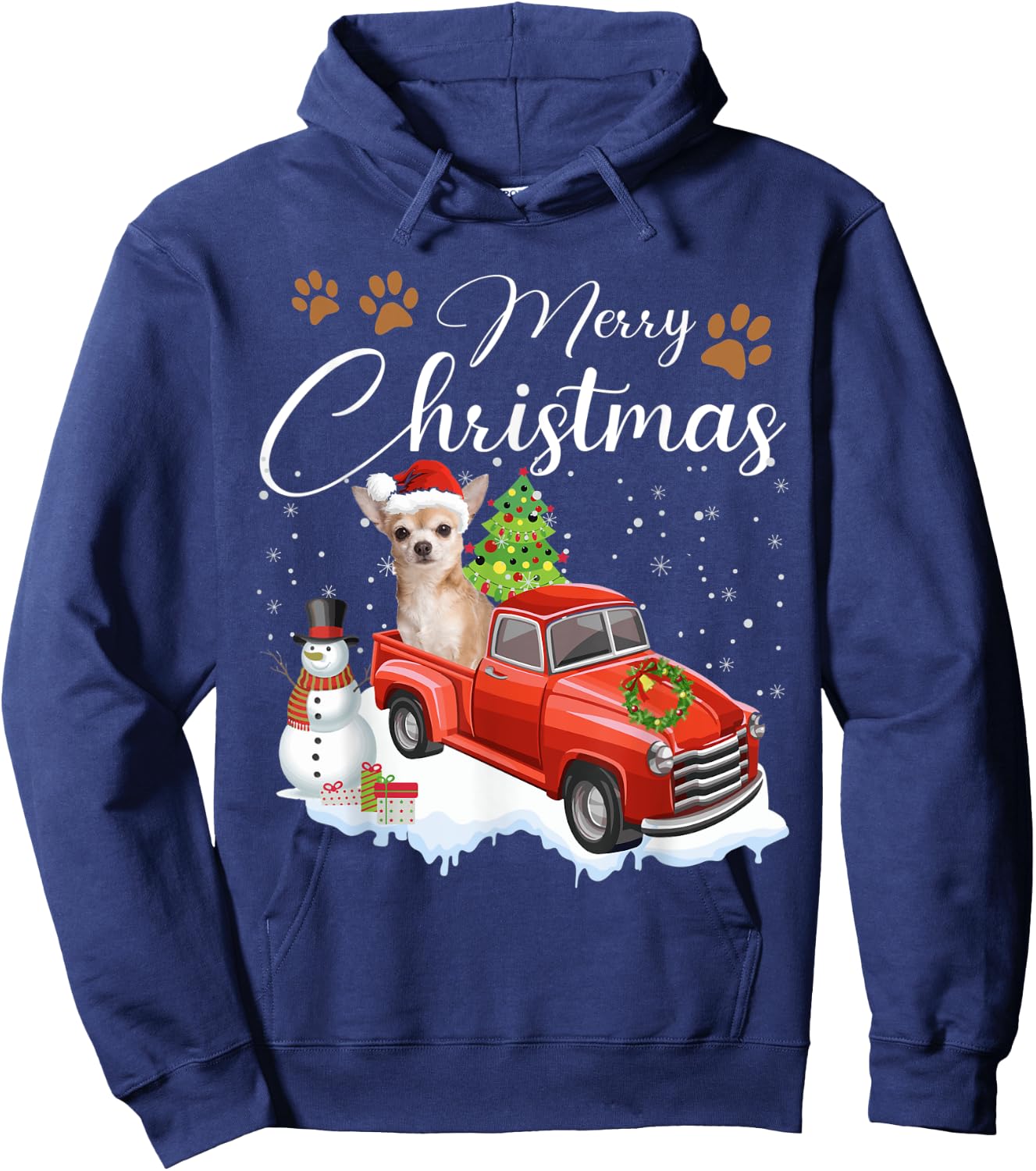 Merry Christmas Chihuahua Christmas Dog Gifts Hoodie - Hoodie | Navy