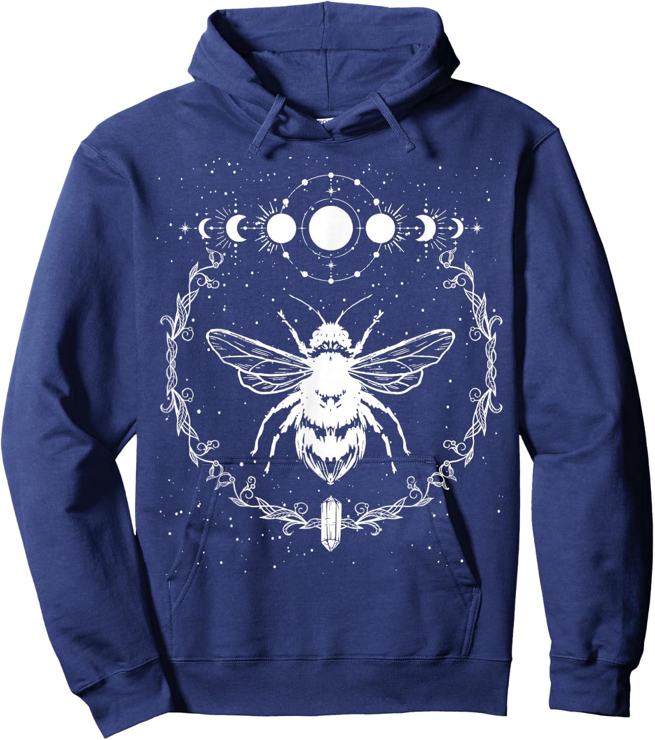 Bee Moon Phases, Crystals Gothic Punk Style Honey Original Hoodie - Hoodie | Navy