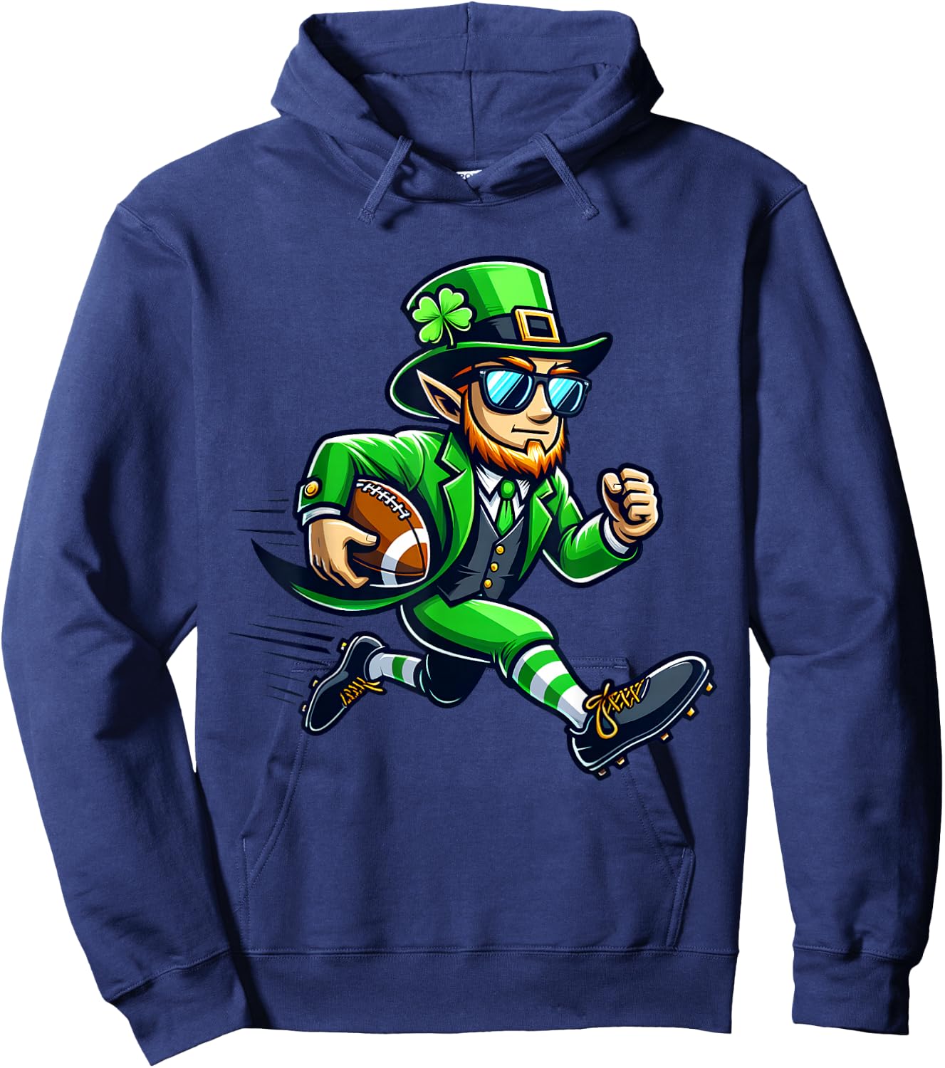 Leprechaun Playing Football St Patricks Day Sport Boys Hoodie - Hoodie | Navy