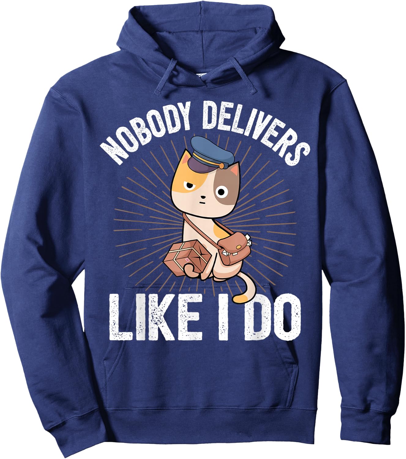 Letter Carrier Gifts & Postal Service Postman Mailman Mail Package Deliver Funny Cat I Deliverer Black Small Hoodie - Hoodie | Navy